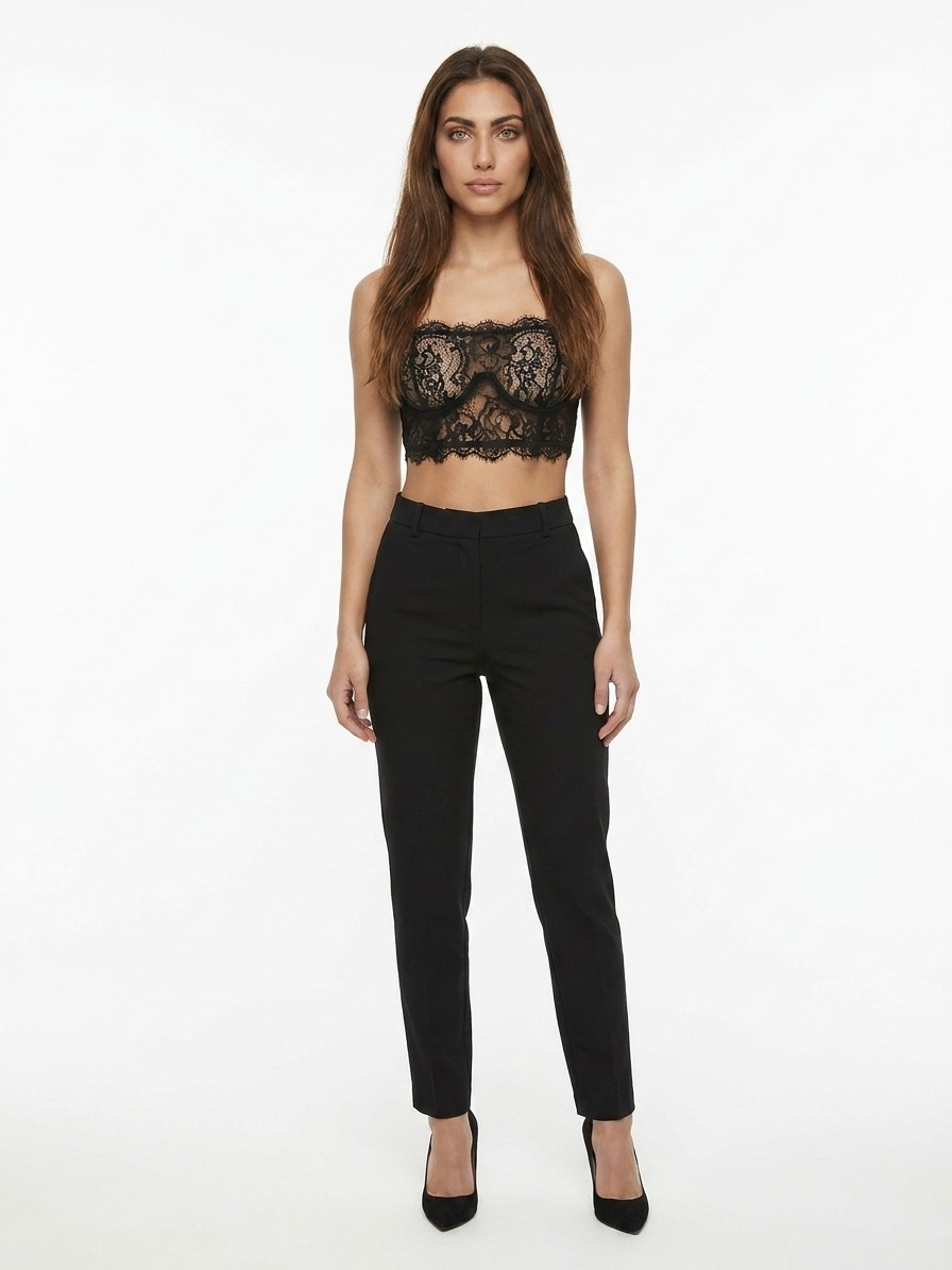 Black Elastane Sleeveles T-Shirt