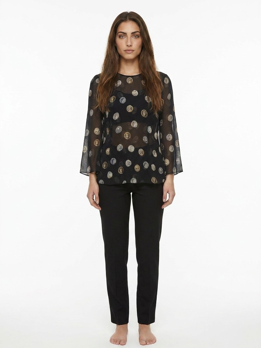 Black Silk Long Sleeve T-Shirt