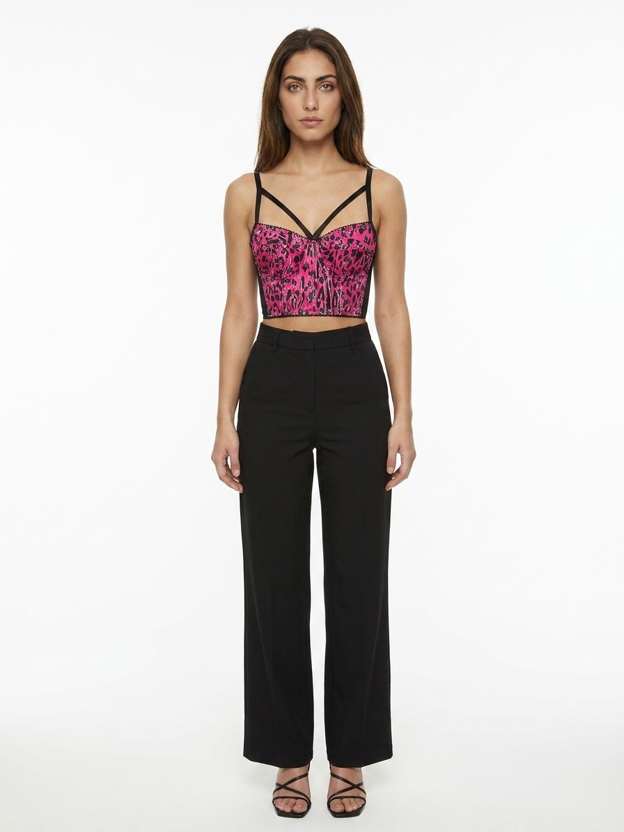 Pink Elastane Sleeveles T-Shirt