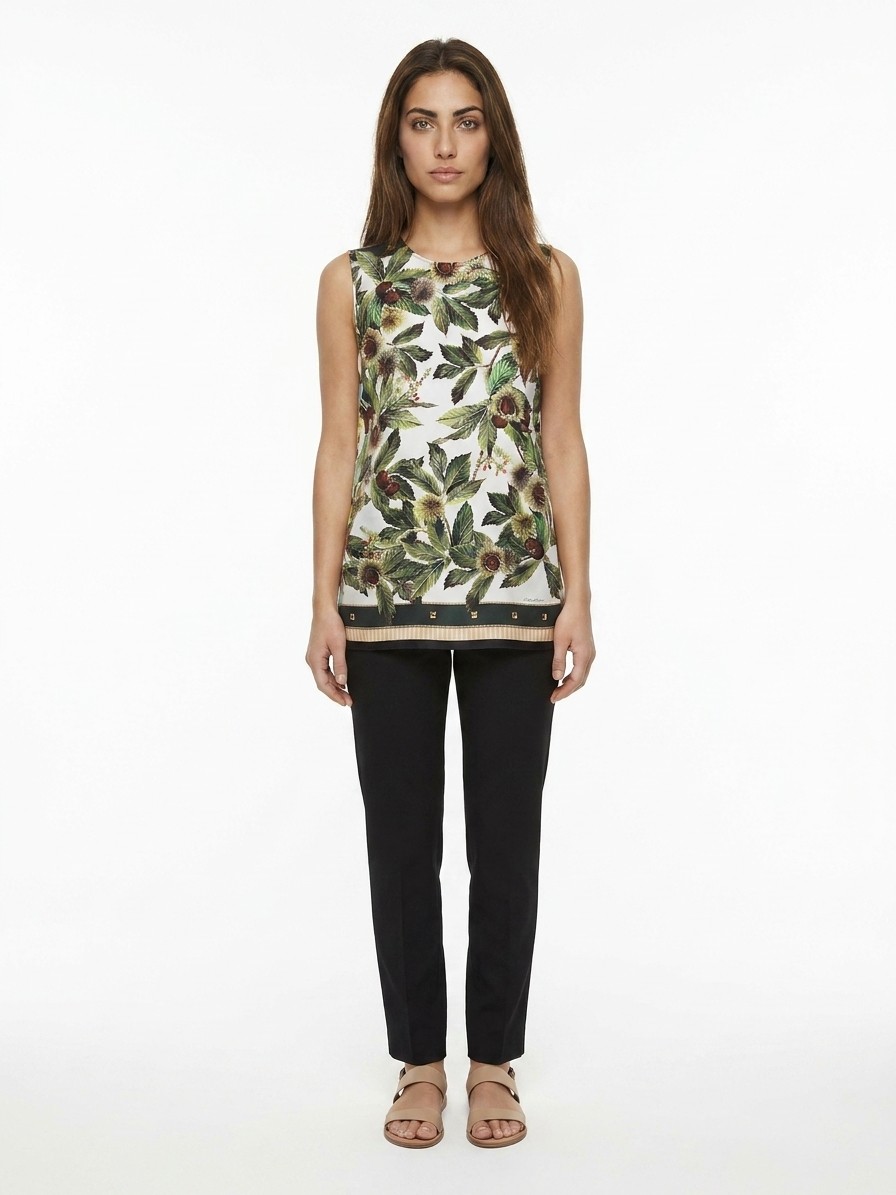 Multicolor Silk Sleeveles T-Shirt
