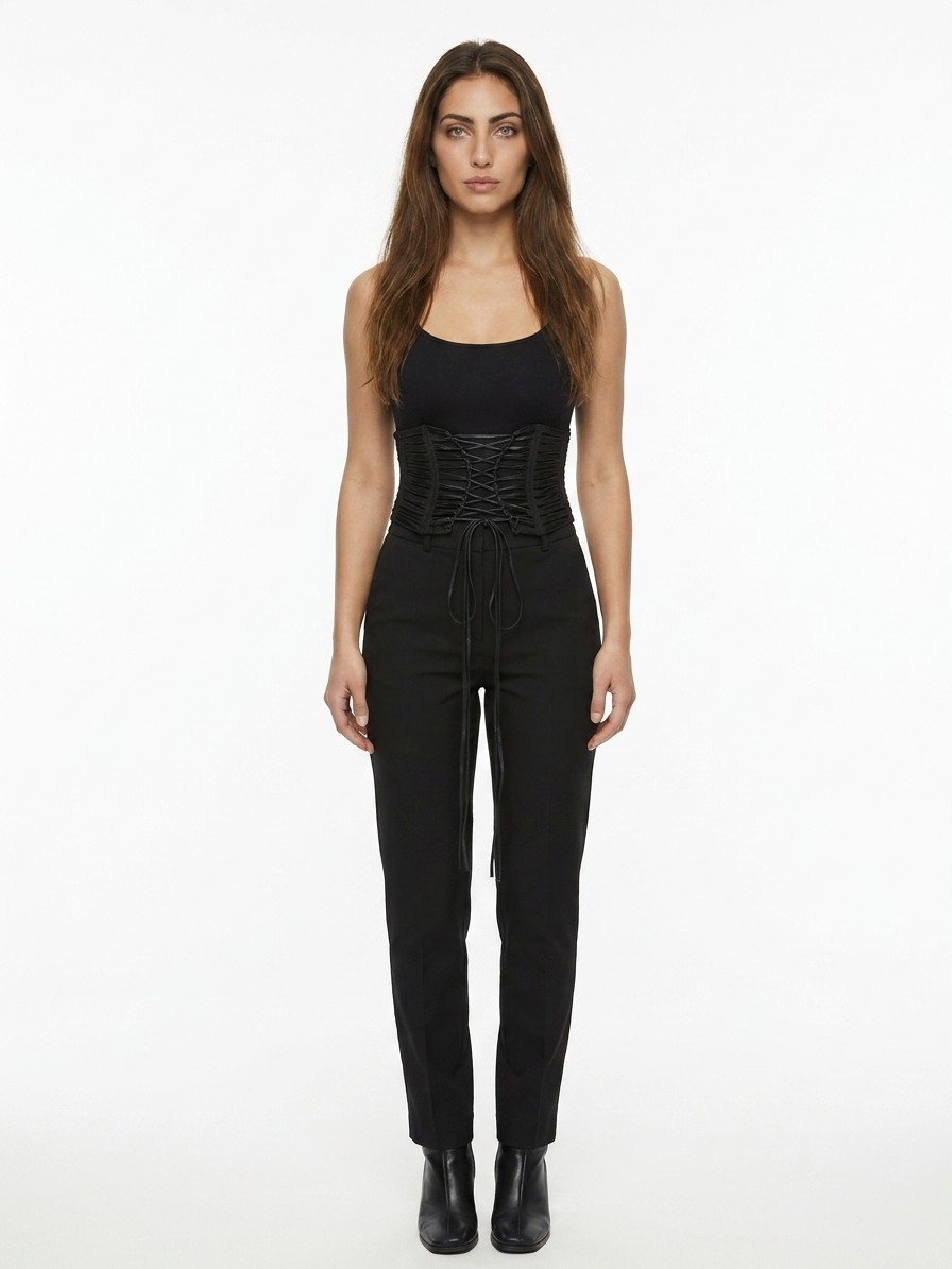 Black Lambskin High-Waist Belt