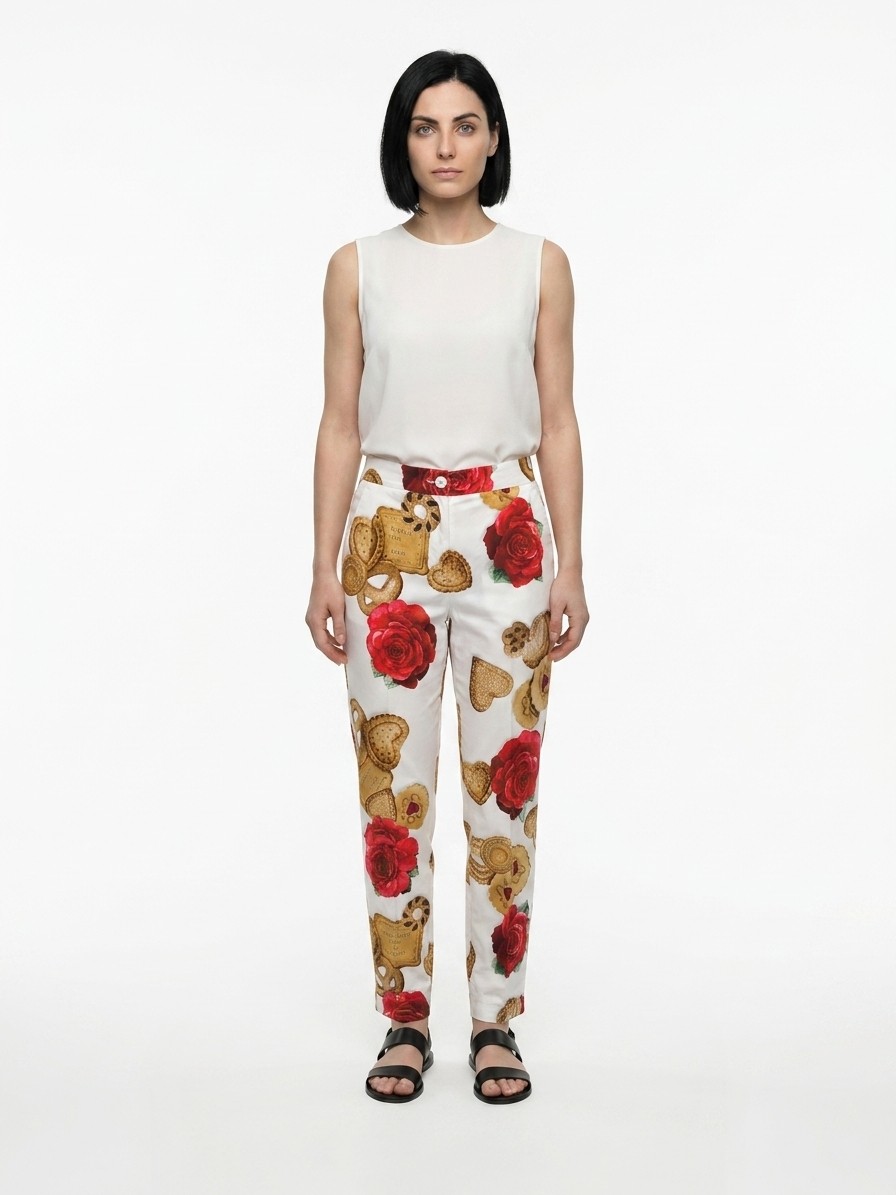 Multicolor Cotton Casual Pants