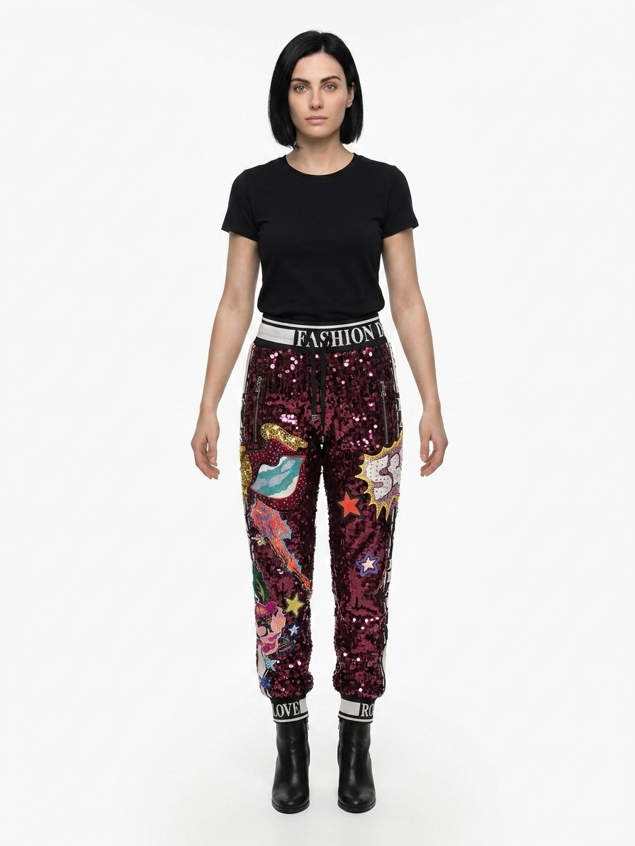 Multicolor Polyester Casual Pants