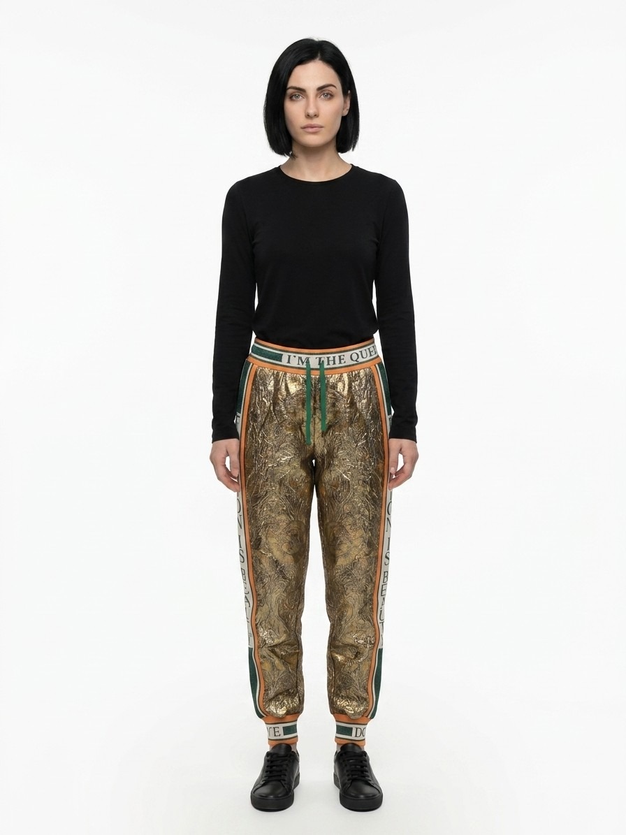 Gold Metallic Fibre Casual Pants