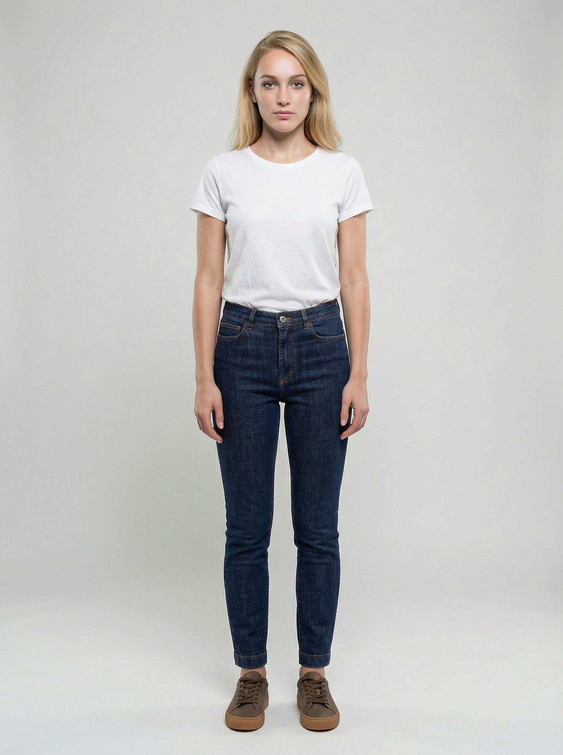 Navy Blue Cotton Skinny Jeans