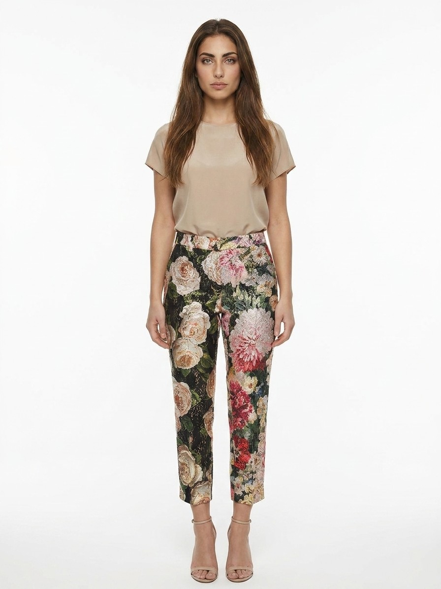 Multicolor Cotton Cropped Pants