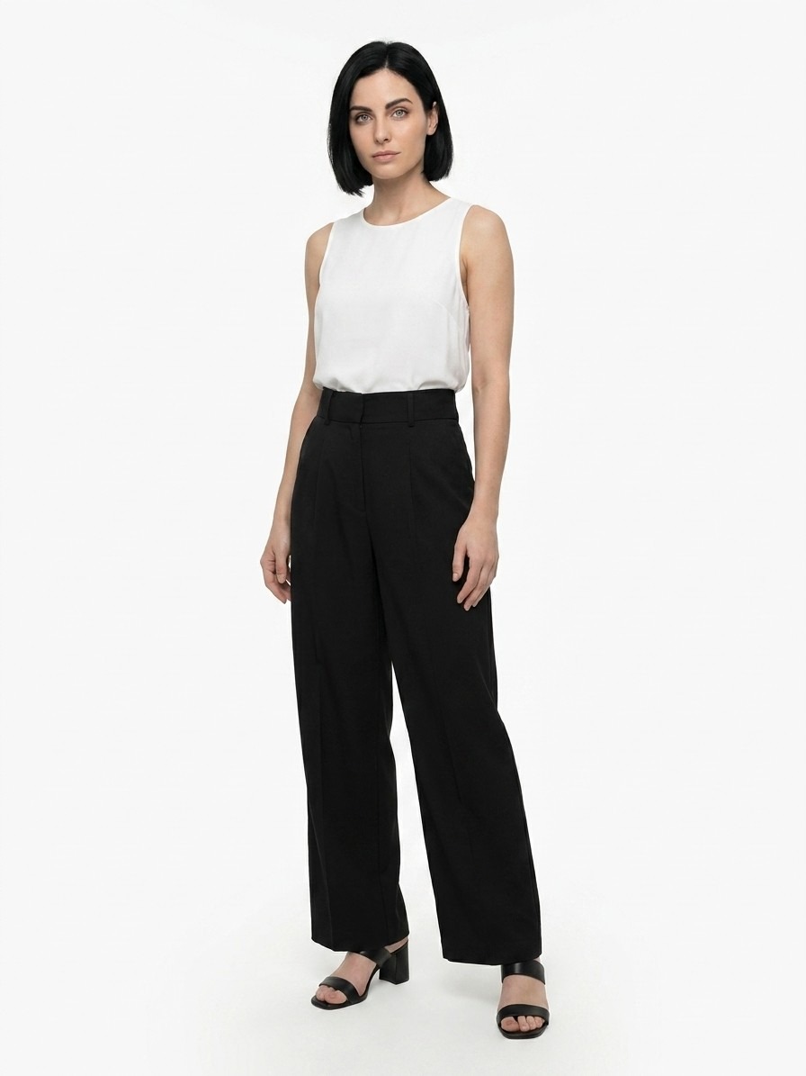 Black Cotton Casual Pants