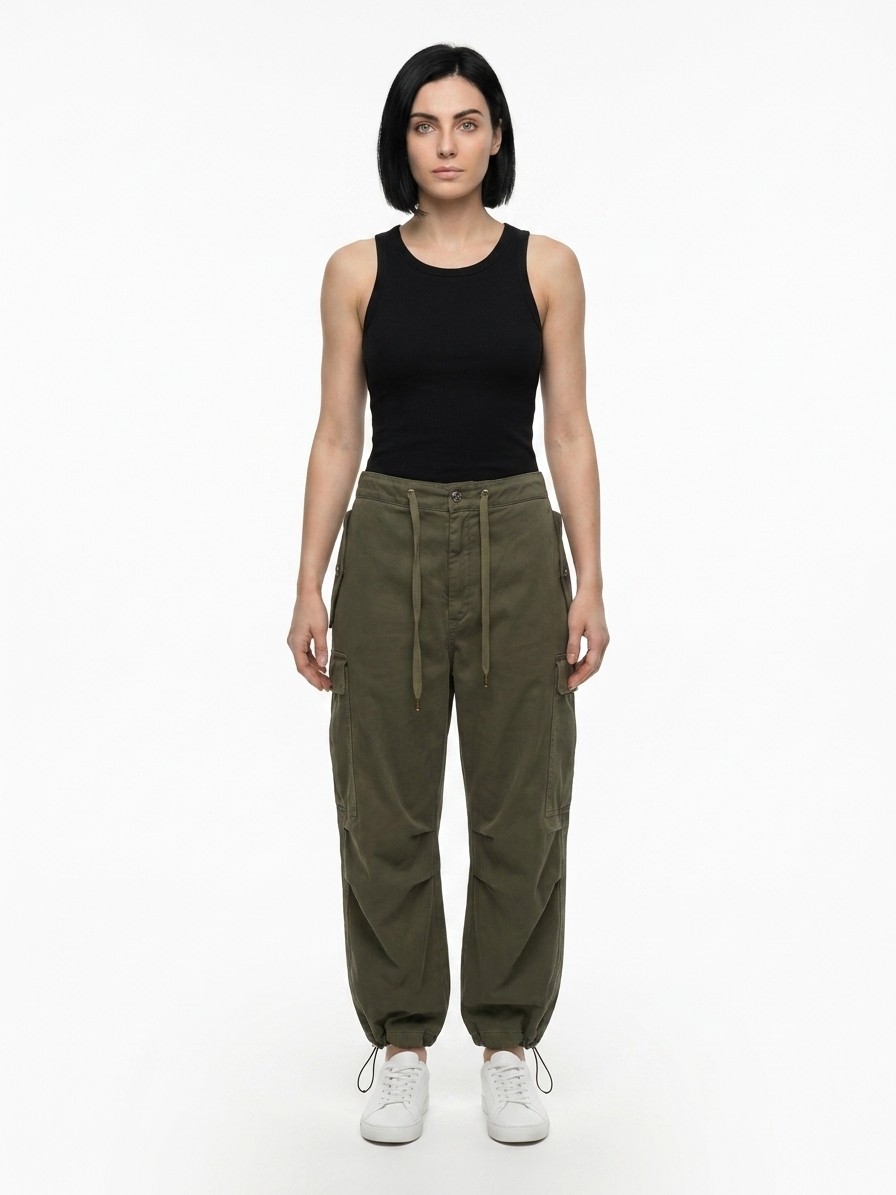 Bicolor Cotton Cargo Pants