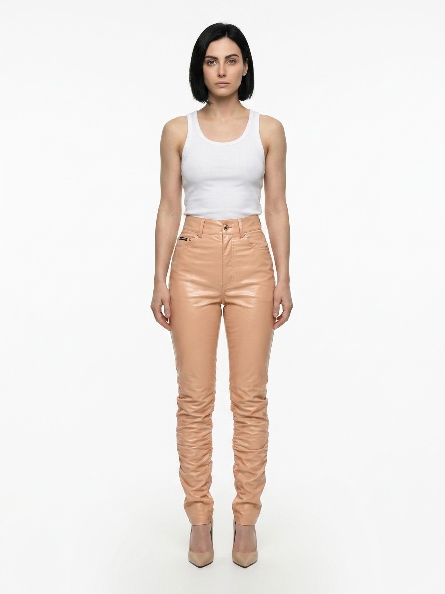 Beige Leather Pants