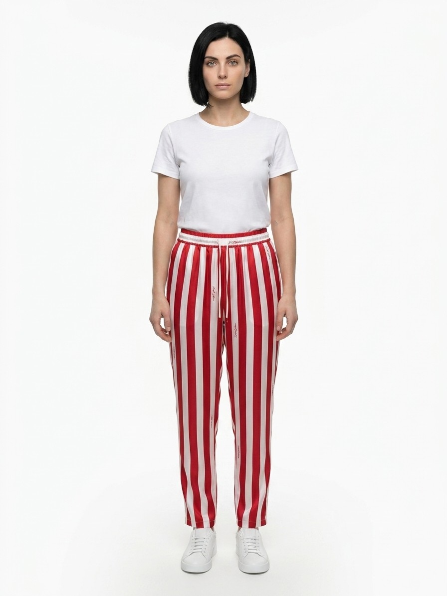 Bicolor Silk Casual Pants
