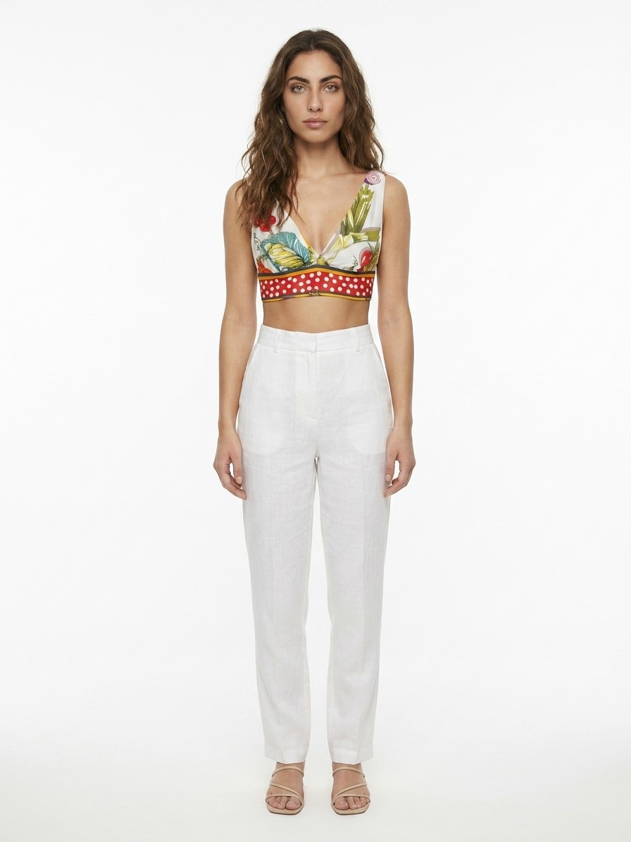 Multicolor Silk Sleeveles T-Shirt