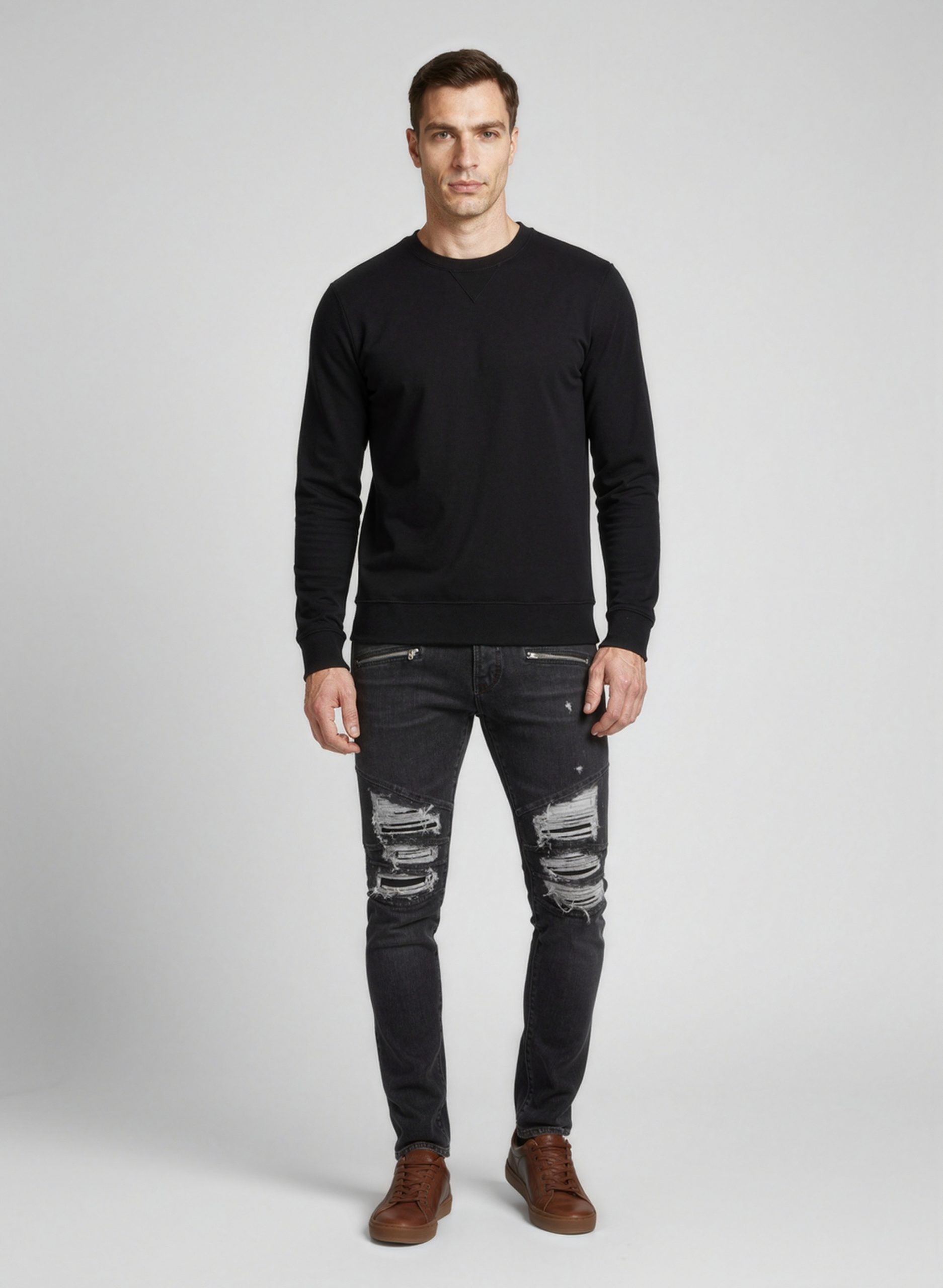 Black Cotton Slim Fit Jeans