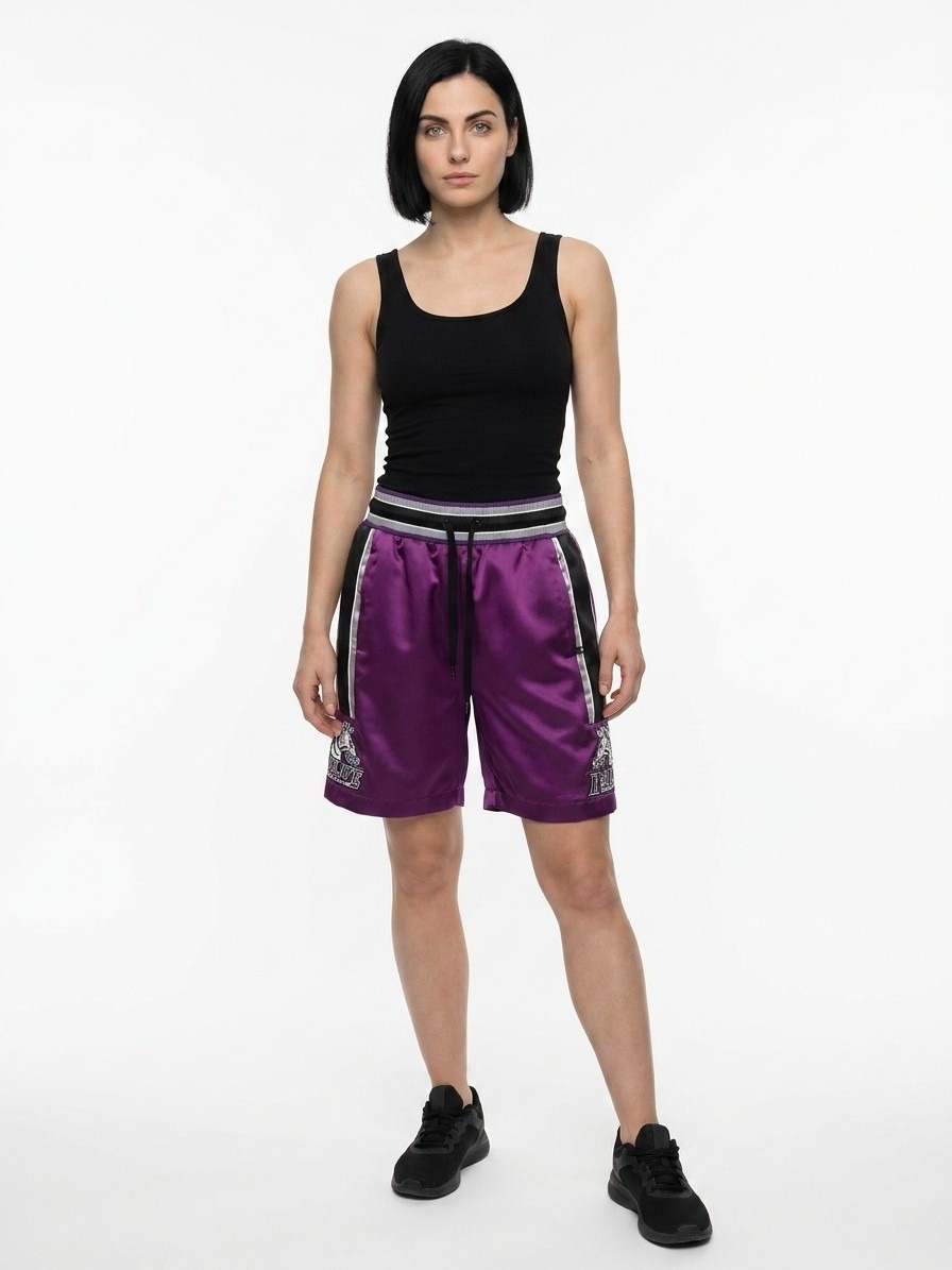 Purple Polyester Bermuda Shorts