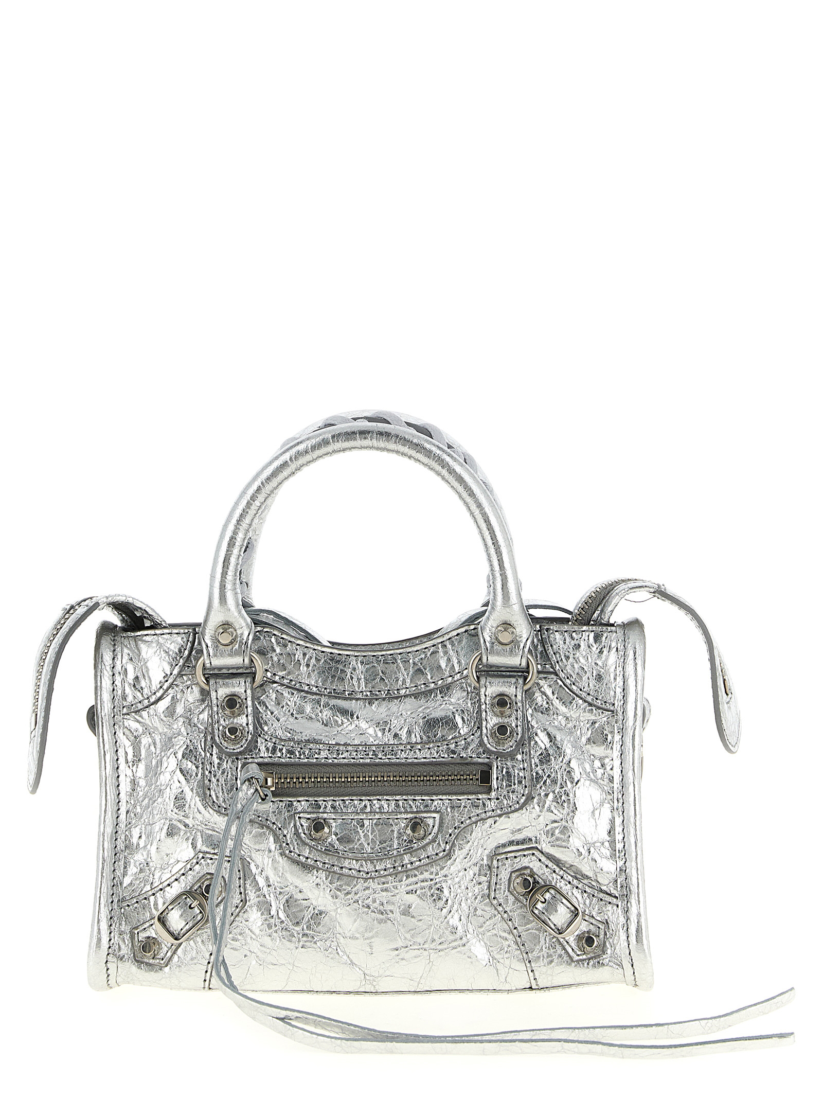 Silver Lamb Leather Crossbody Bag