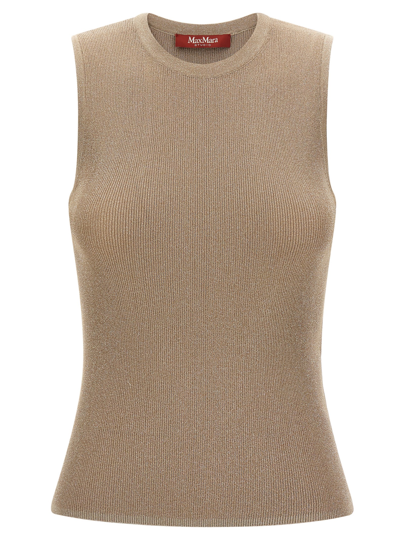 Beige Polyamide Sleeveles T-Shirt