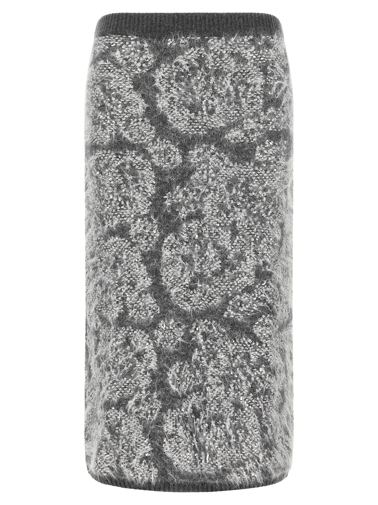 Gray Wool Midi Skirt