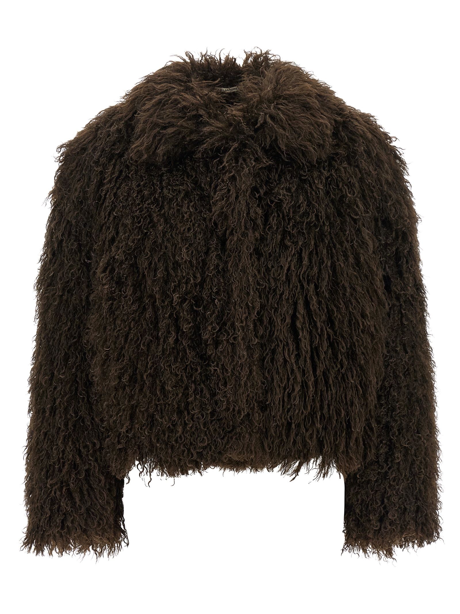 Brown Polyester Full-Length Jacket