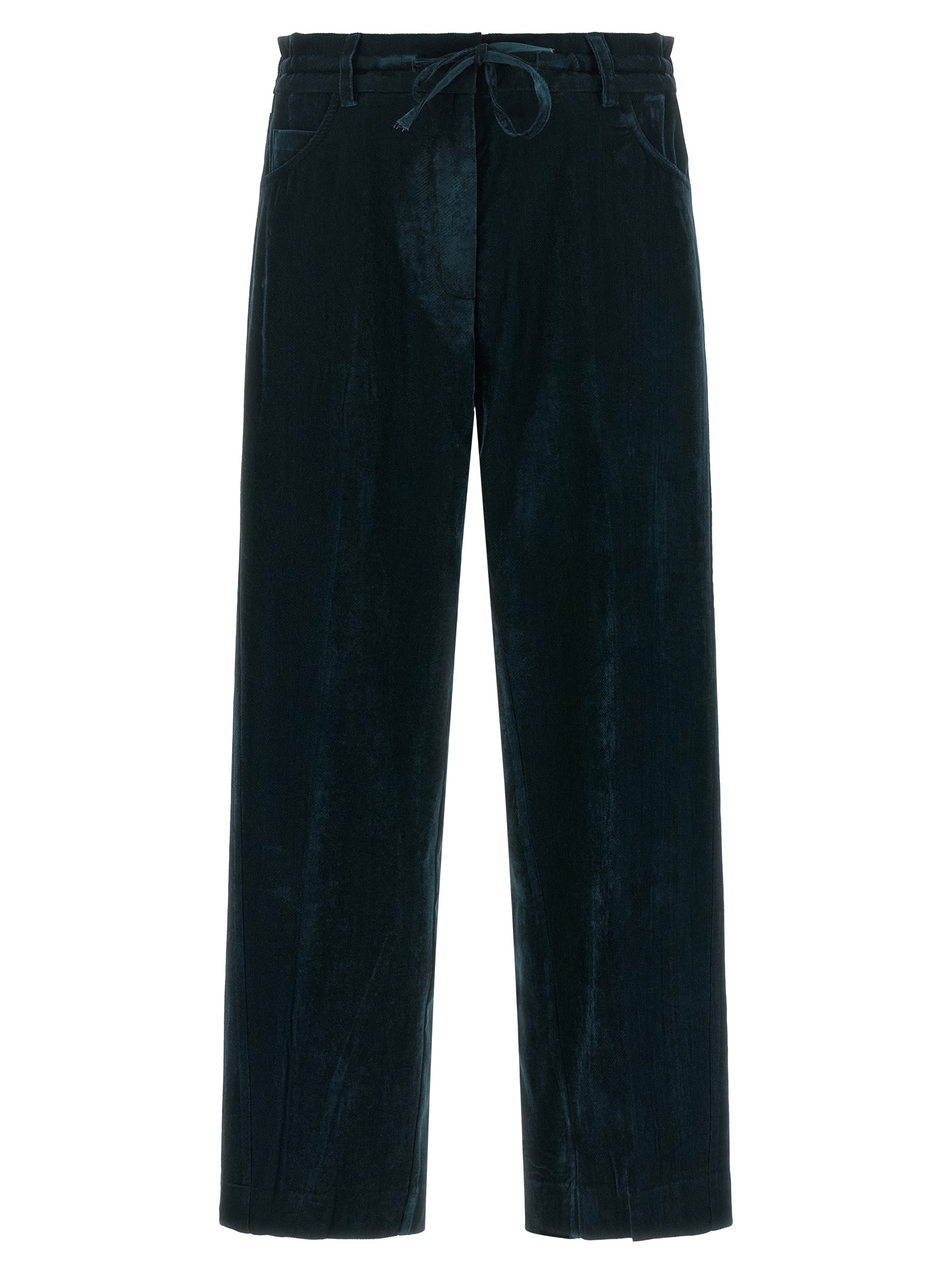 Blue Viscose Casual Pants