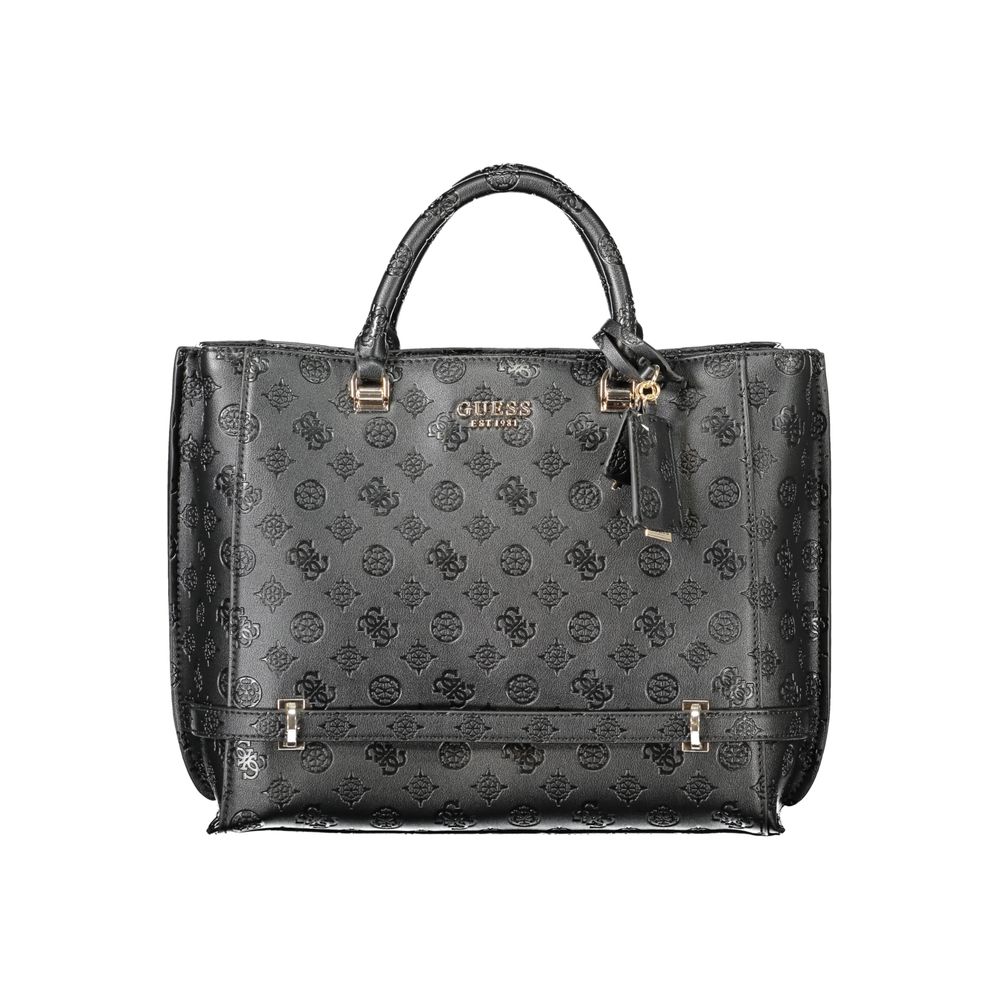 Black Polyurethane Women Handbag