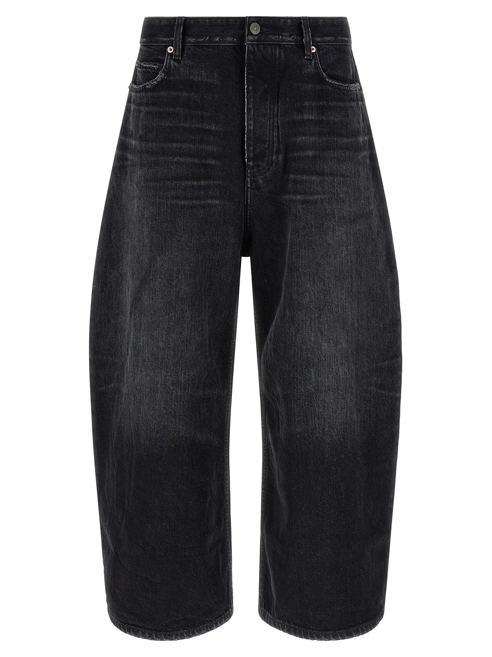 Black Cotton Cropped Jeans