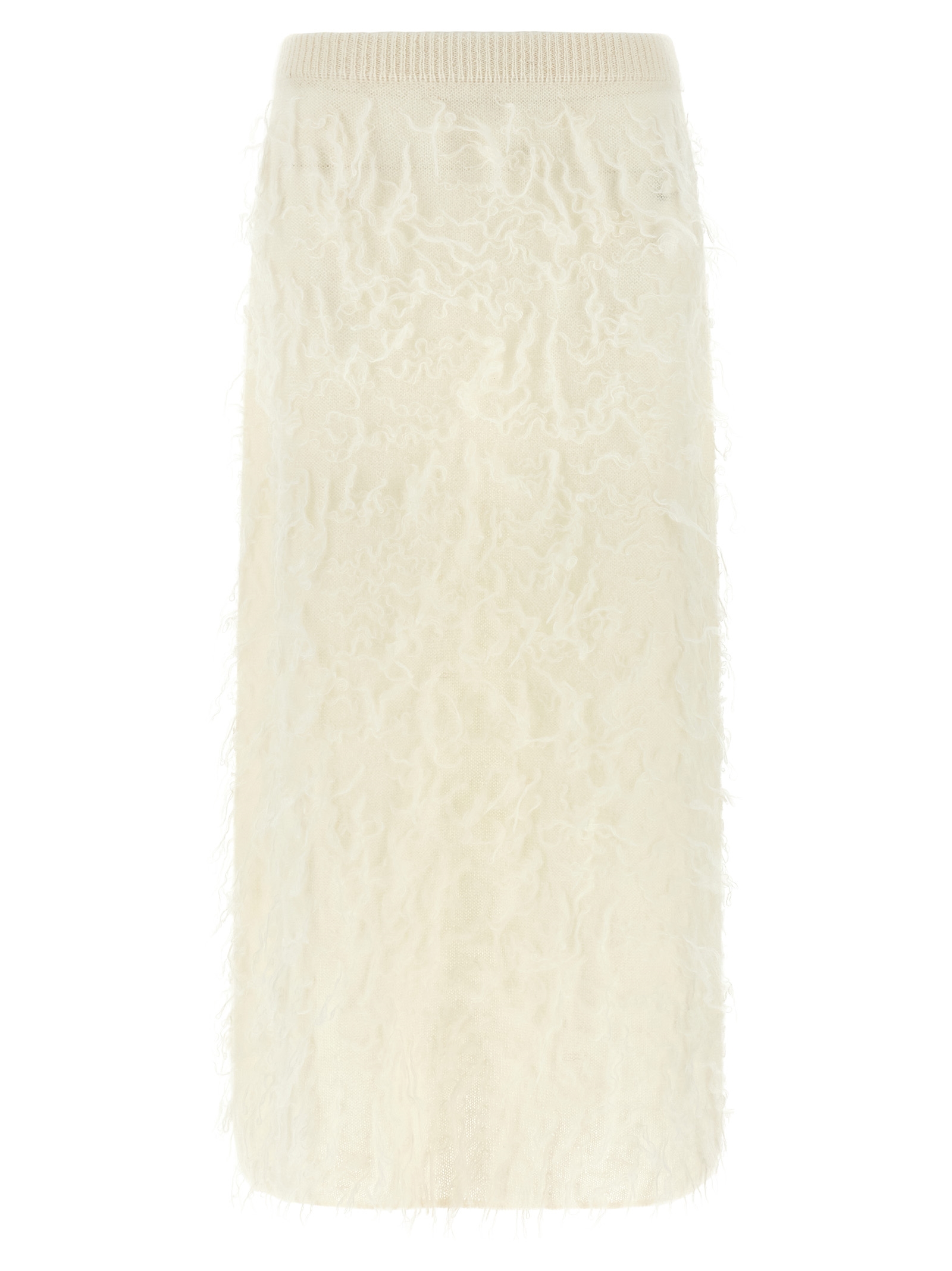 White Fabric Midi Skirt