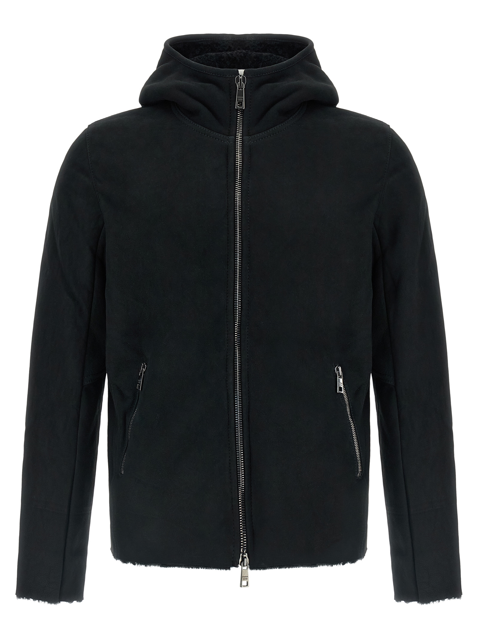 Black Lamb Leather Sweatshirt