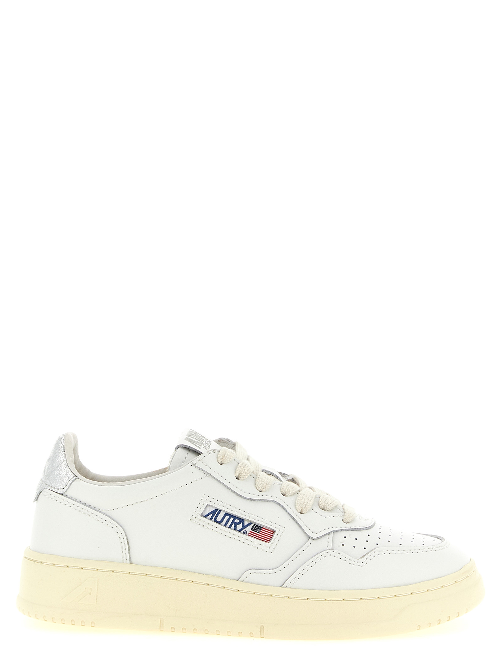 Silver Cowhide Low Top Sneakers