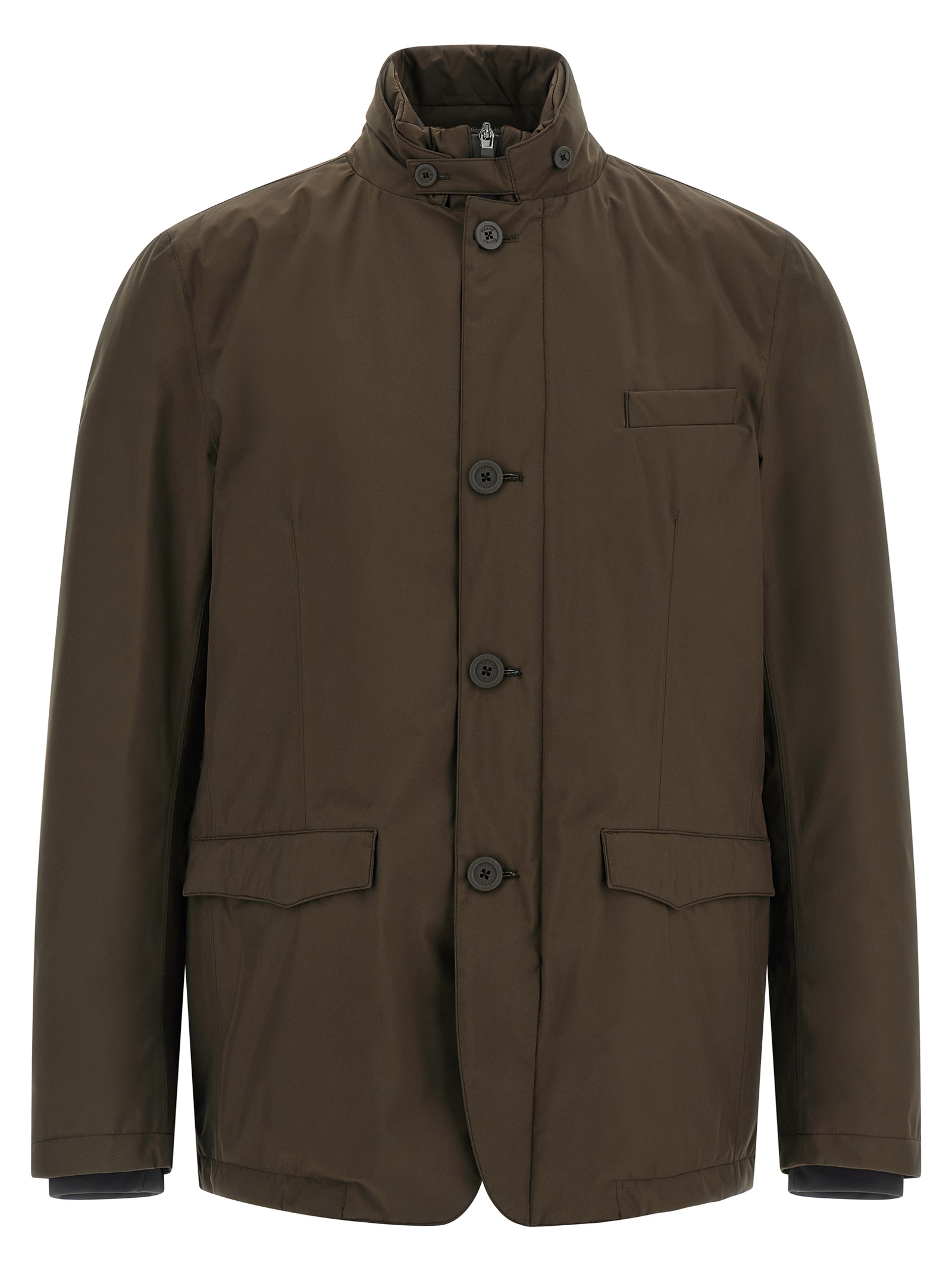 Brown Polyester Full-Length Jacket