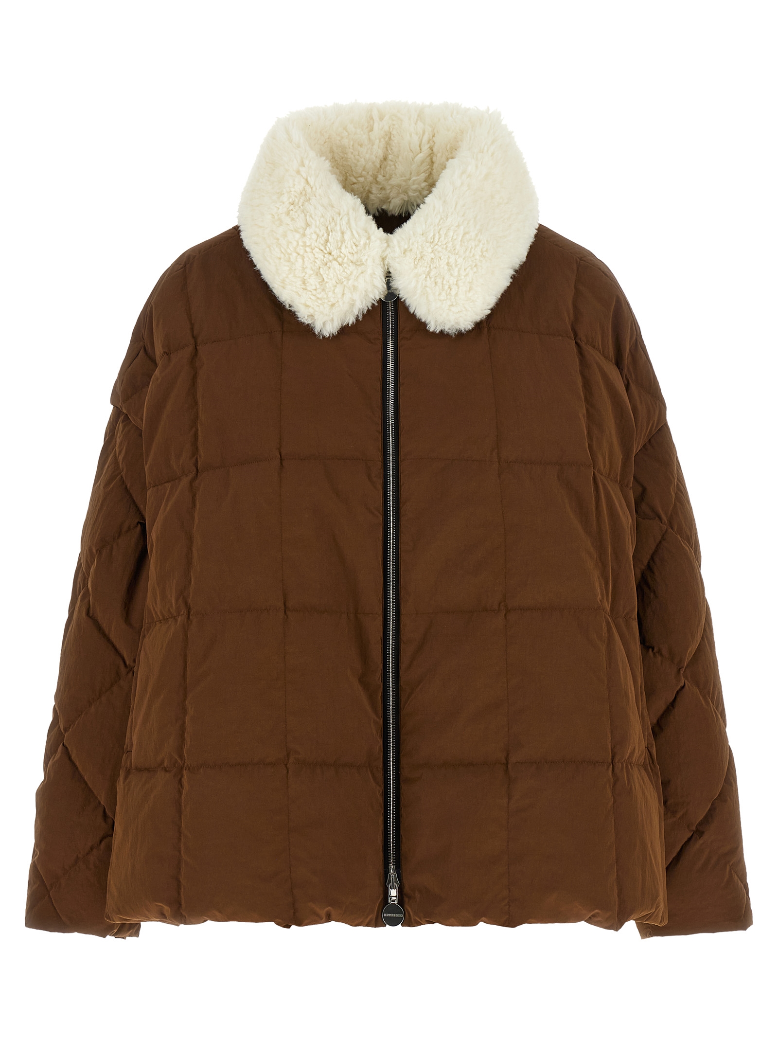 Brown Polyester Full-Length Jacket