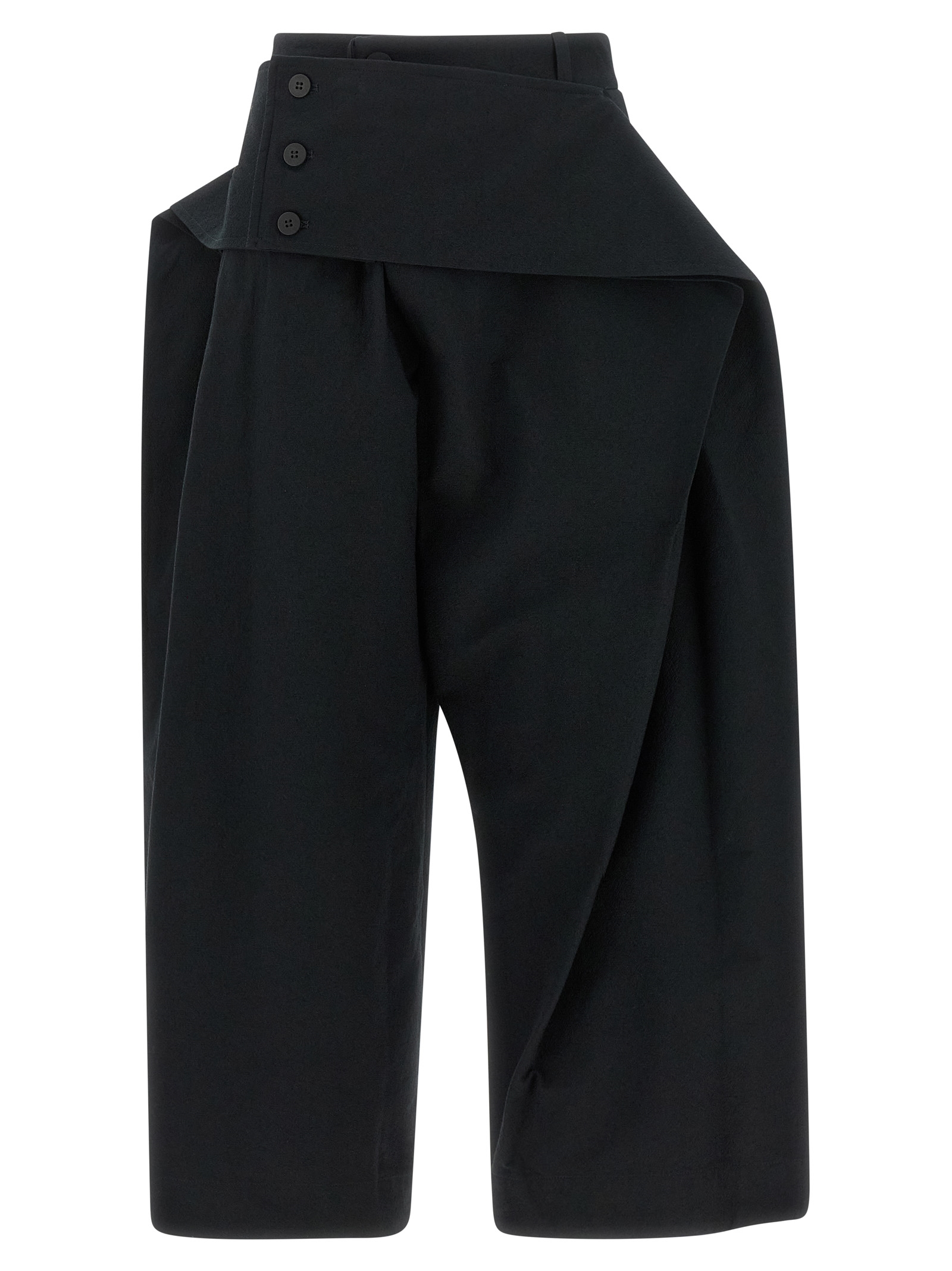 Black Polyester Casual Pants