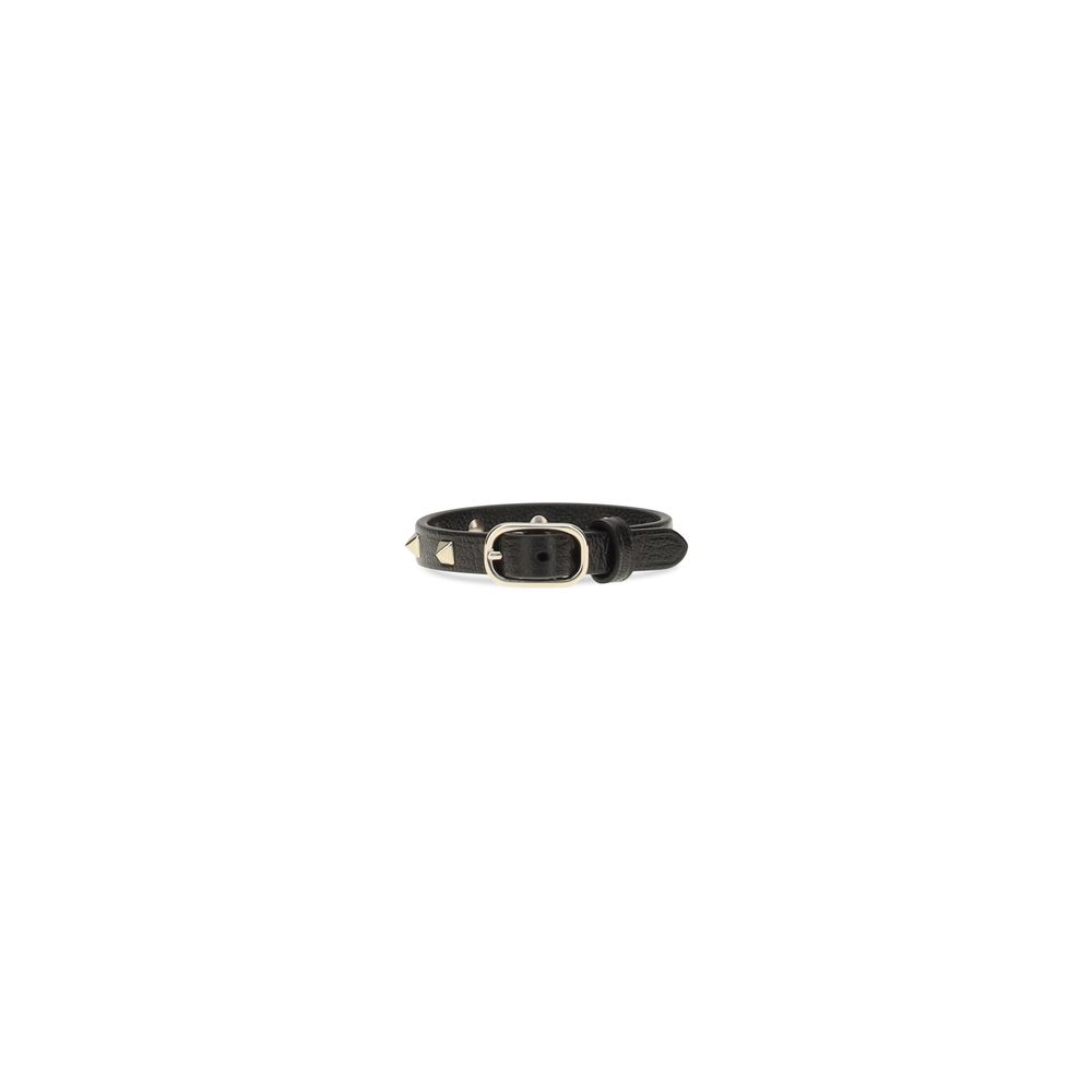 Valentino Garavani Black Calf Leather Bos Taurus Bracelet 2