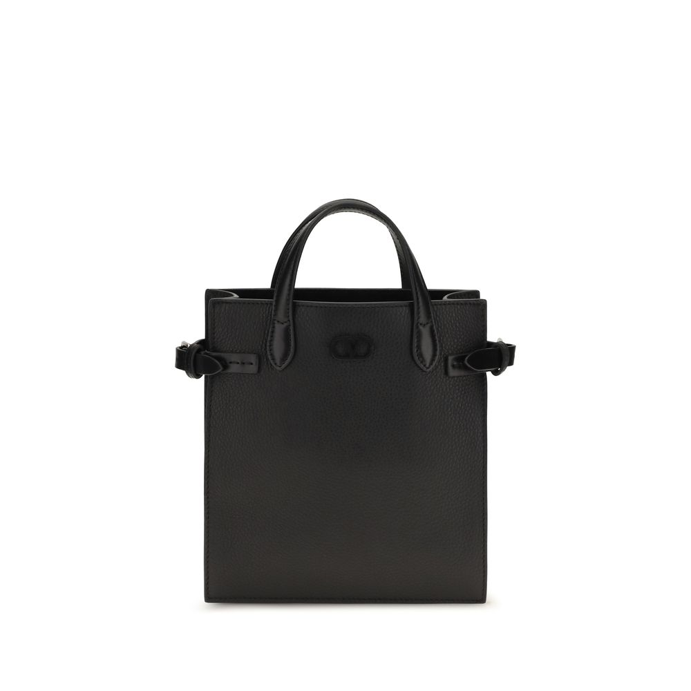 Valentino Garavani Black Calf Leather Bos Taurus Shoulder Bag