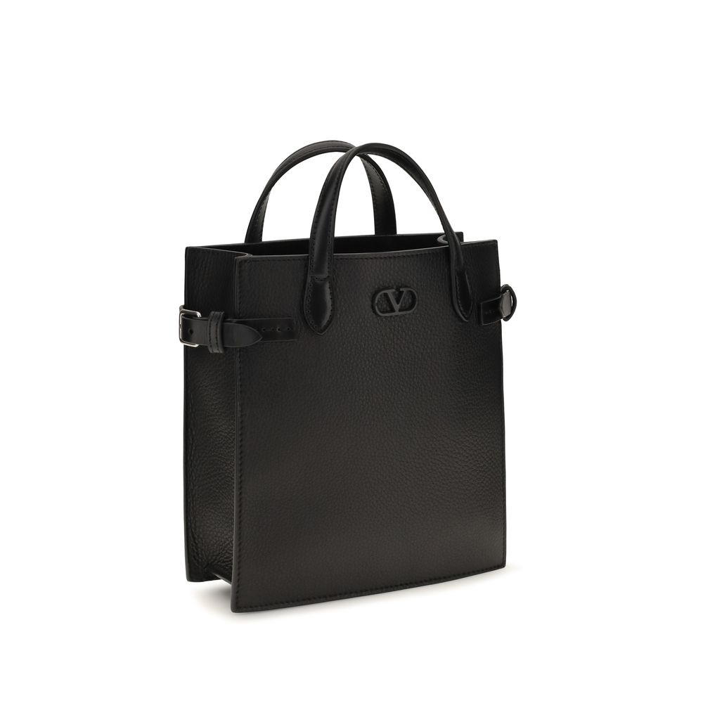 Valentino Garavani Black Calf Leather Bos Taurus Shoulder Bag 2