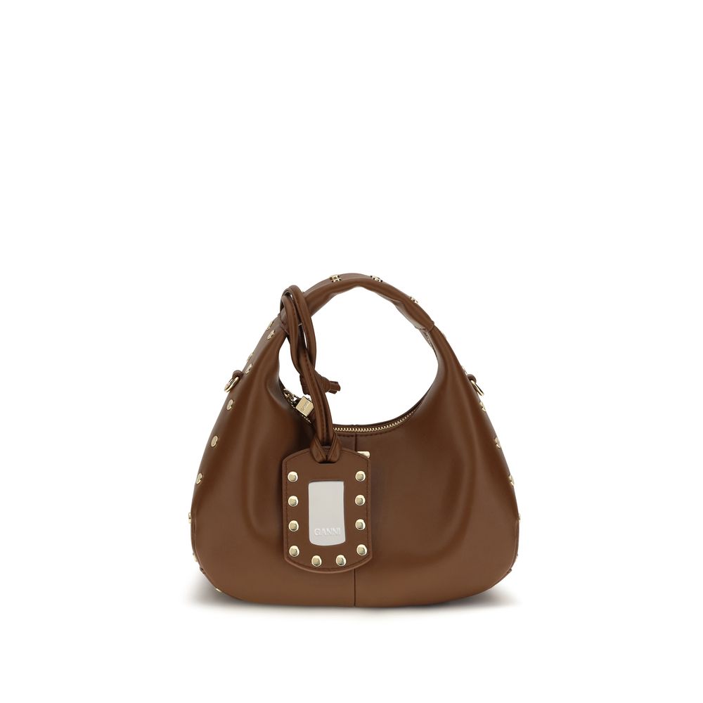Ganni Hobo Brown Recycled Leather Shoulder Bag
