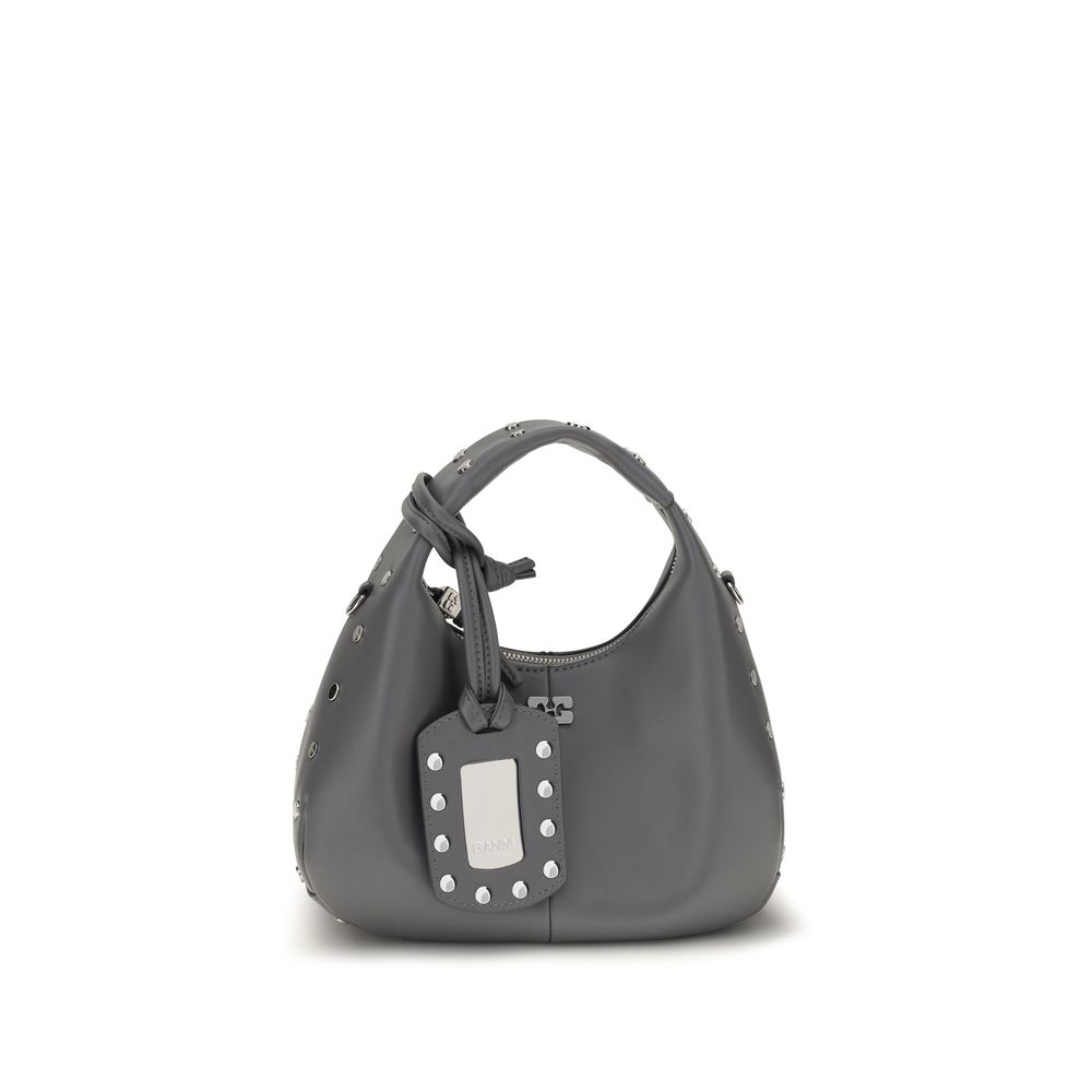 Ganni Gray Leather Shoulder Bag