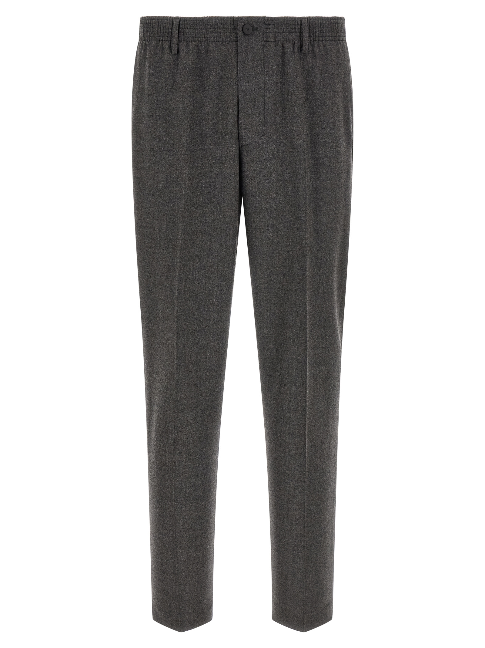 Gray Virgin Wool Cropped Pants