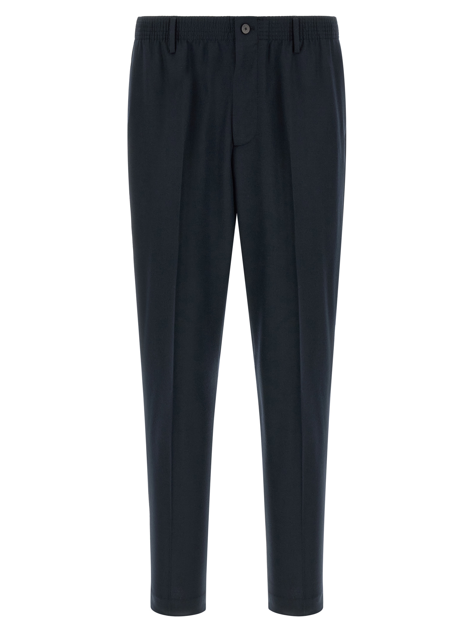 Blue Virgin Wool Cropped Pants