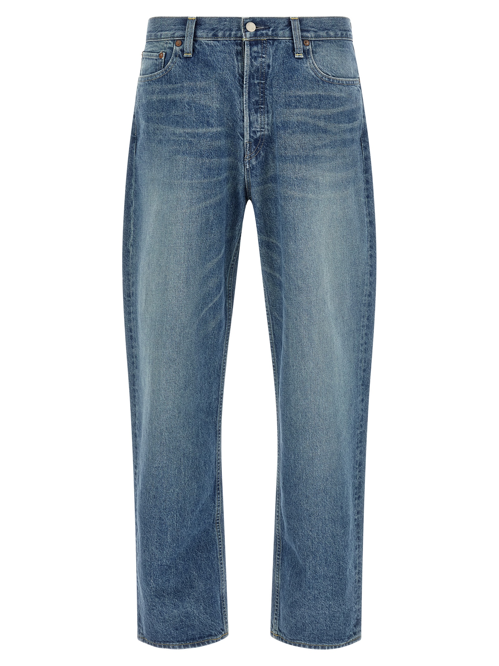 Blue Cotton Tapered Jeans