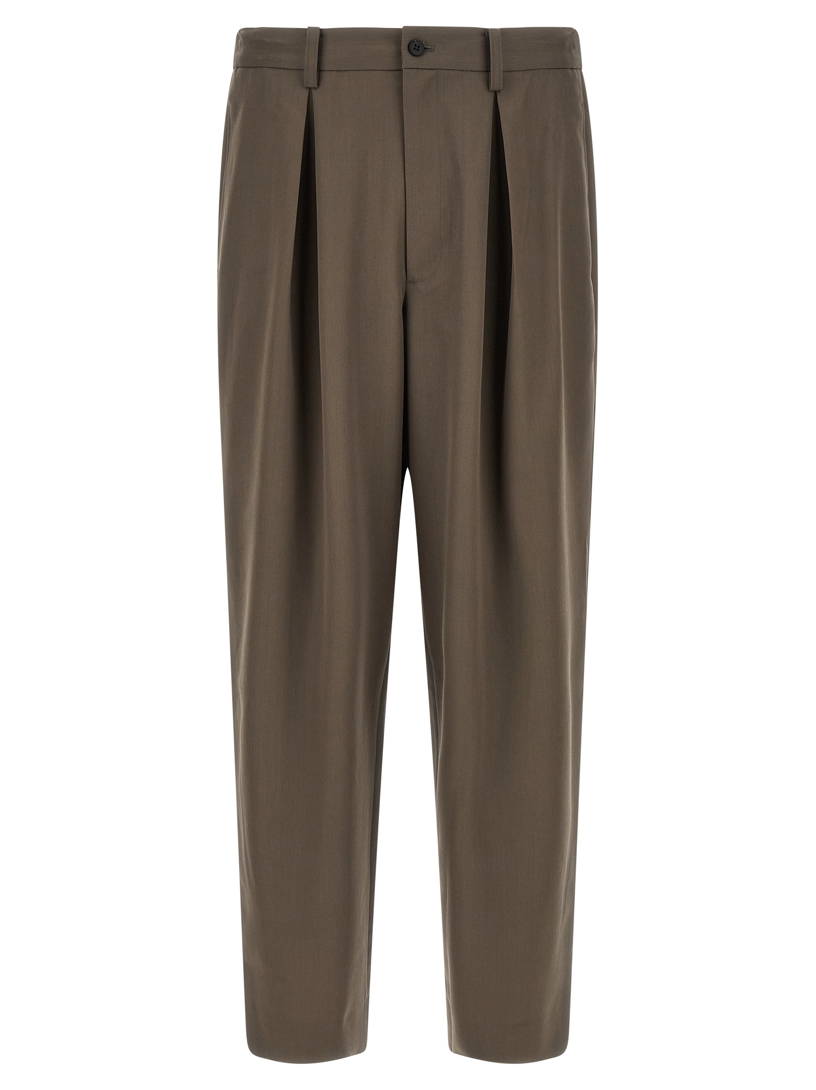 Brown Wool Casual Pants
