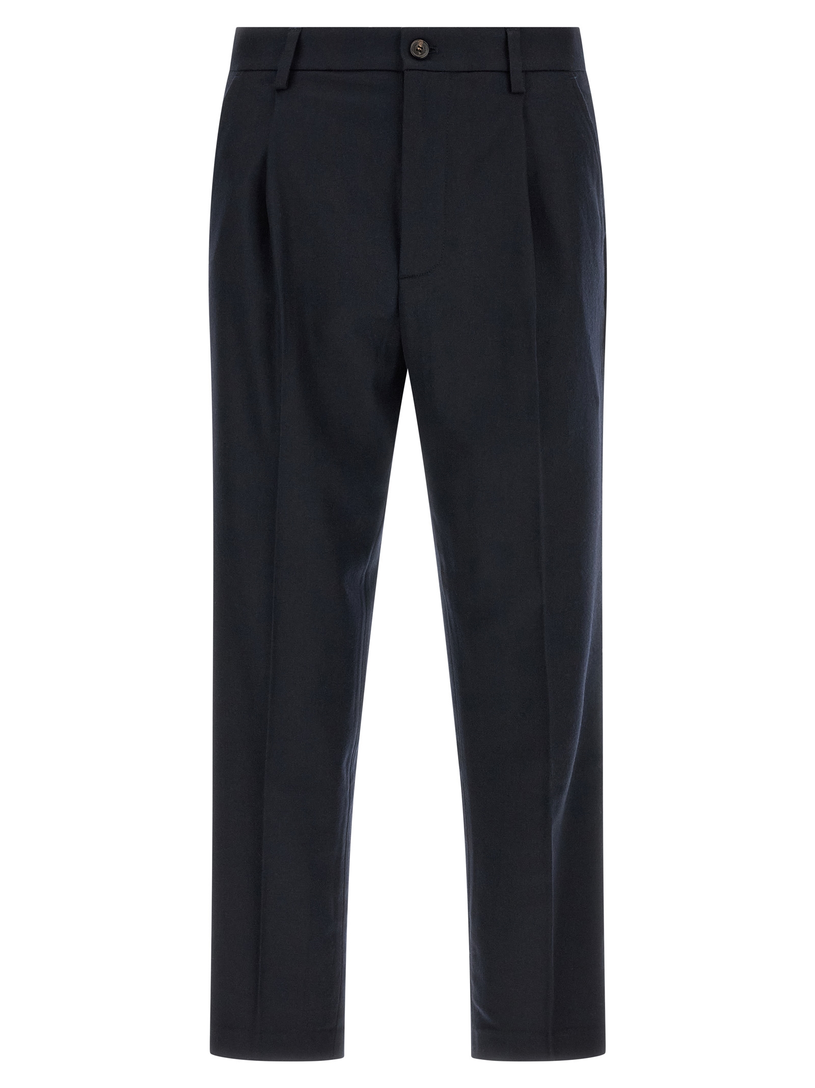 Blue Wool Casual Pants