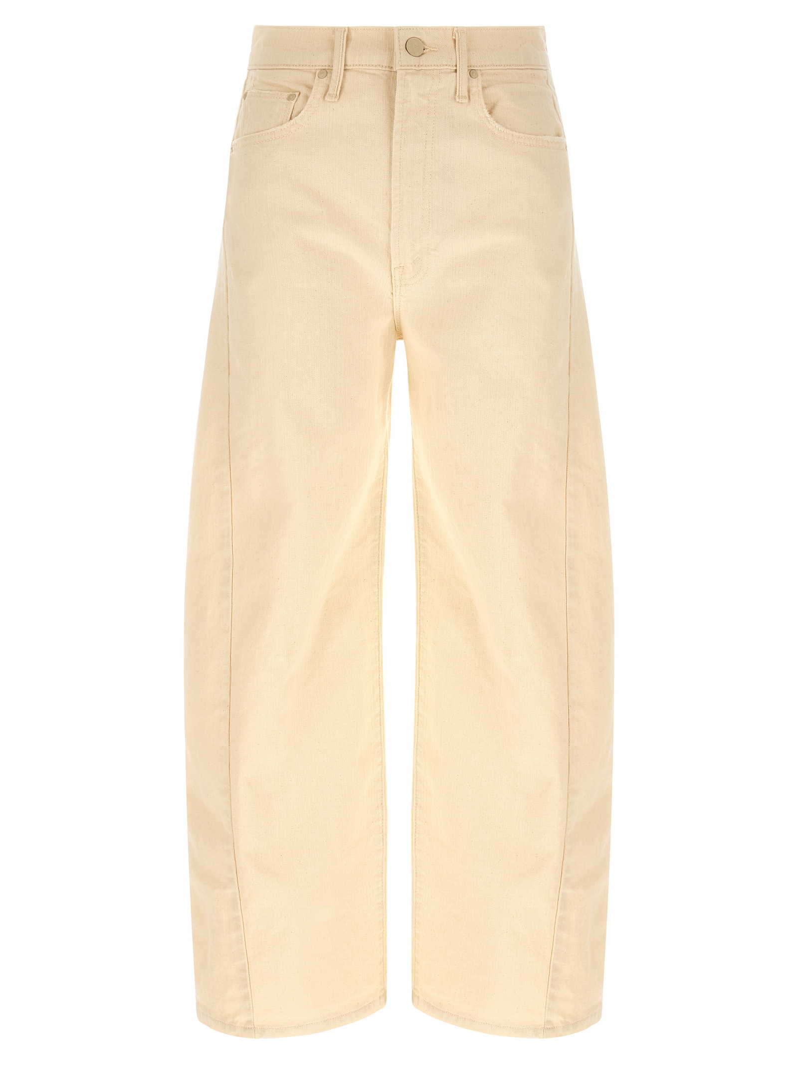 Beige Cotton High-Waisted Jean