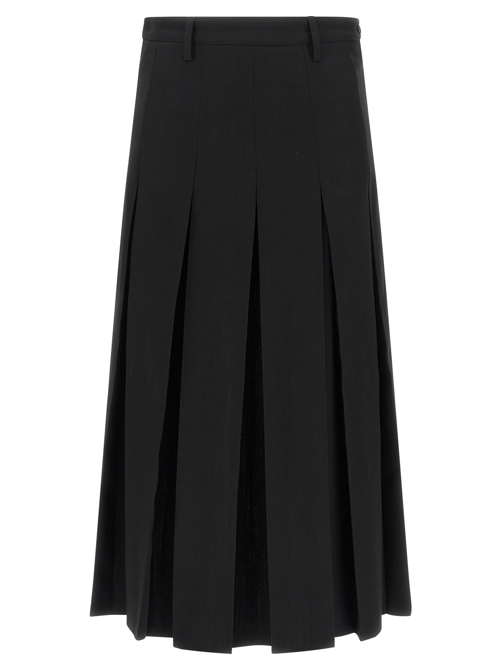 Black Polyester Midi Skirt