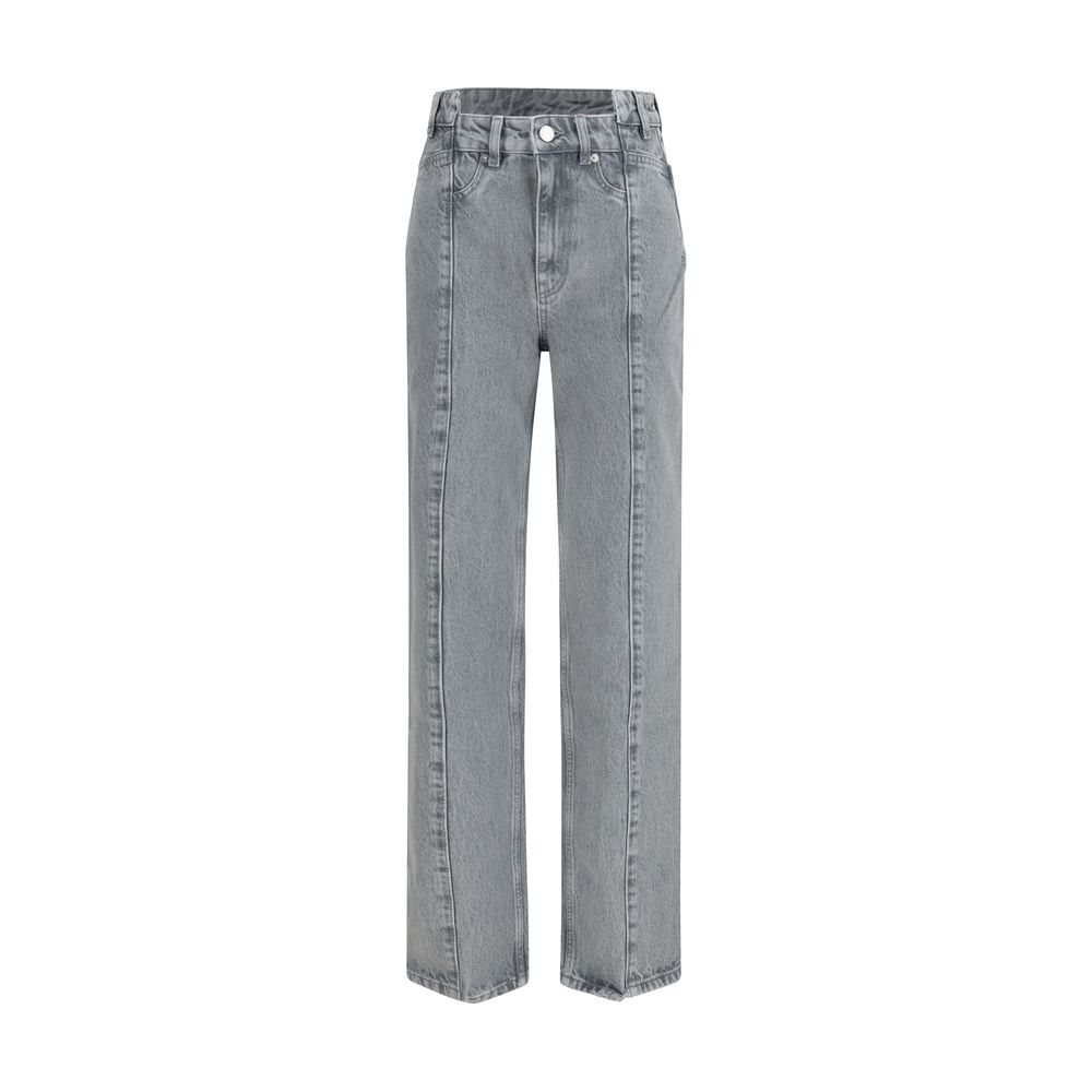 Gray Cotton Straight-Leg Jeans