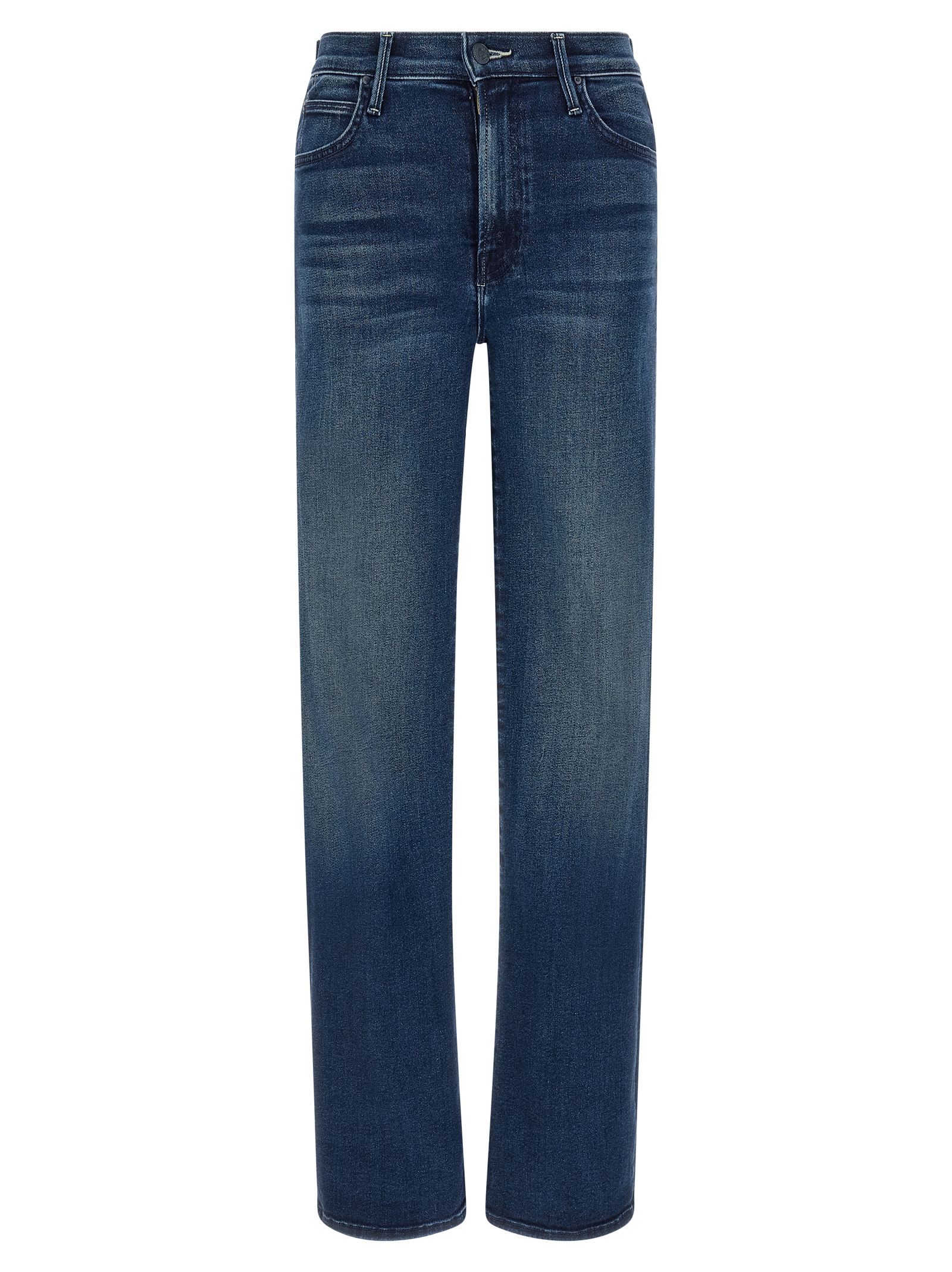 Blue Cotton Straight-Leg Jeans
