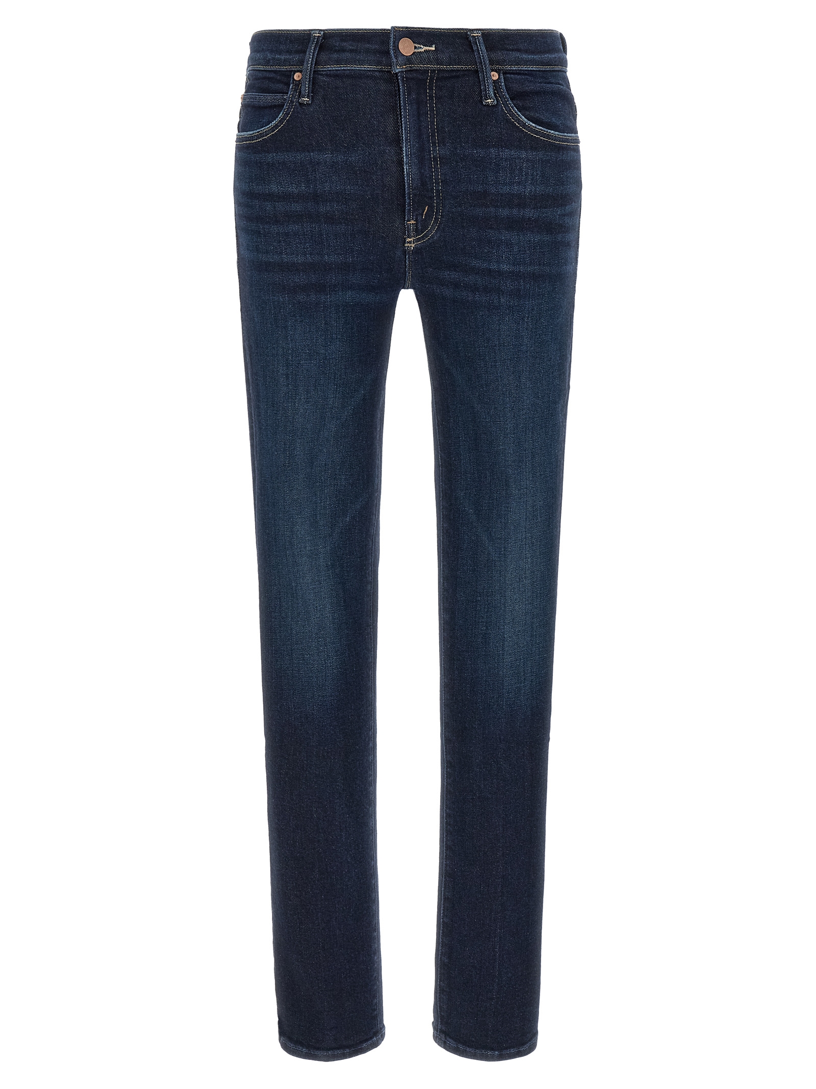 Blue Cotton Straight-Leg Jeans