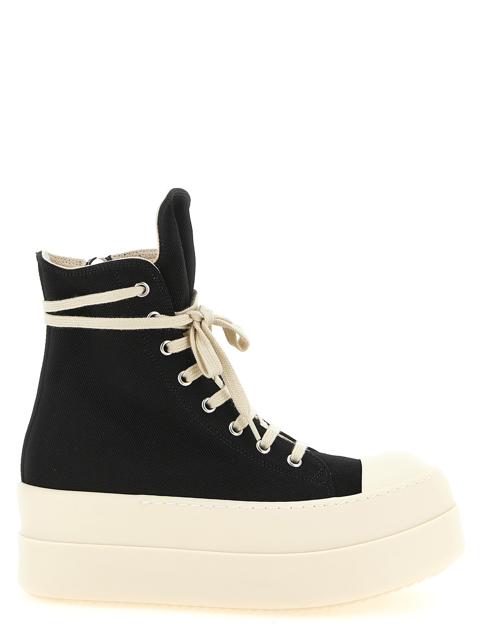 Black Cotton Platform Sneakers