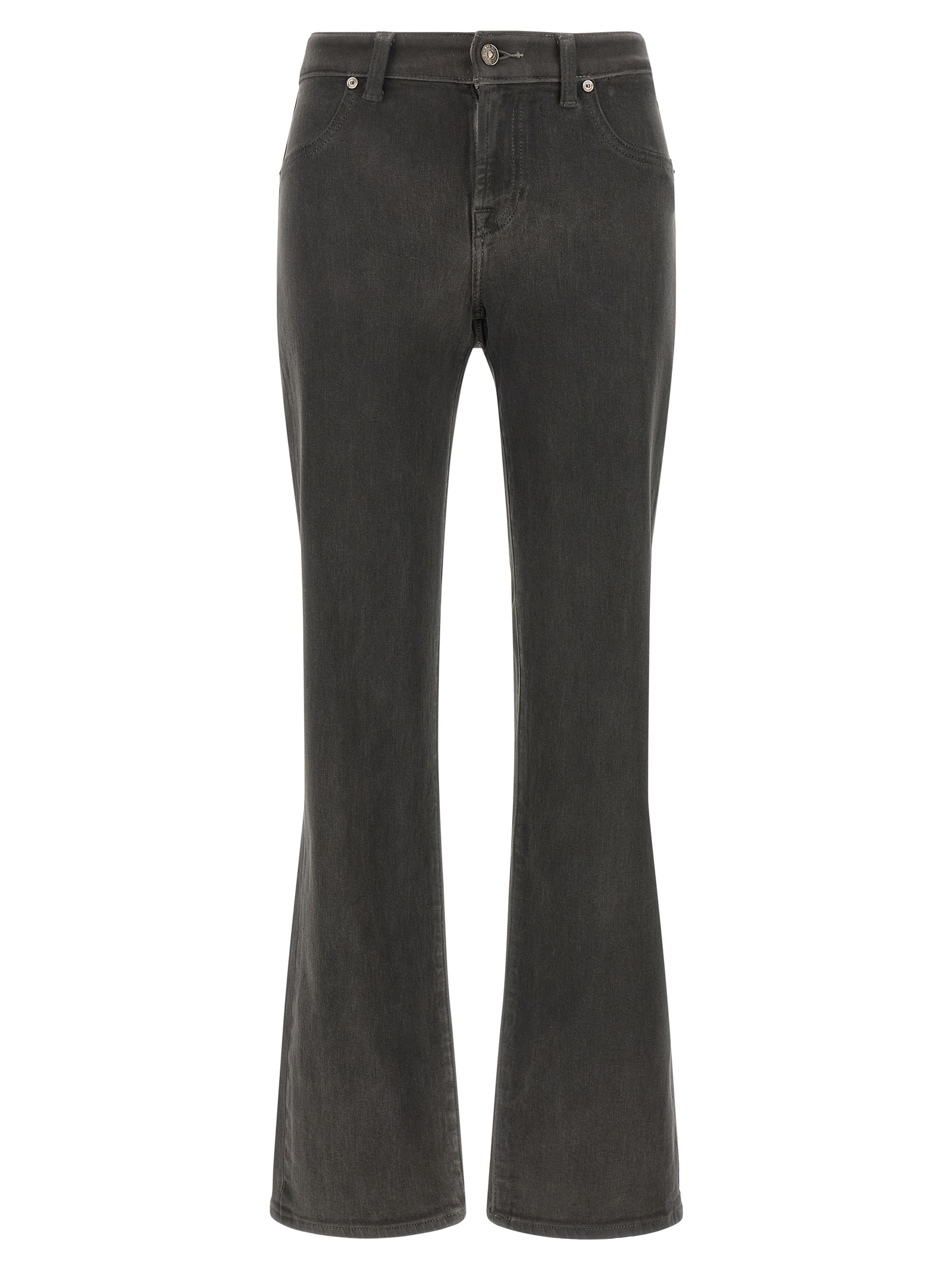 Gray Cotton Straight-Leg Jeans