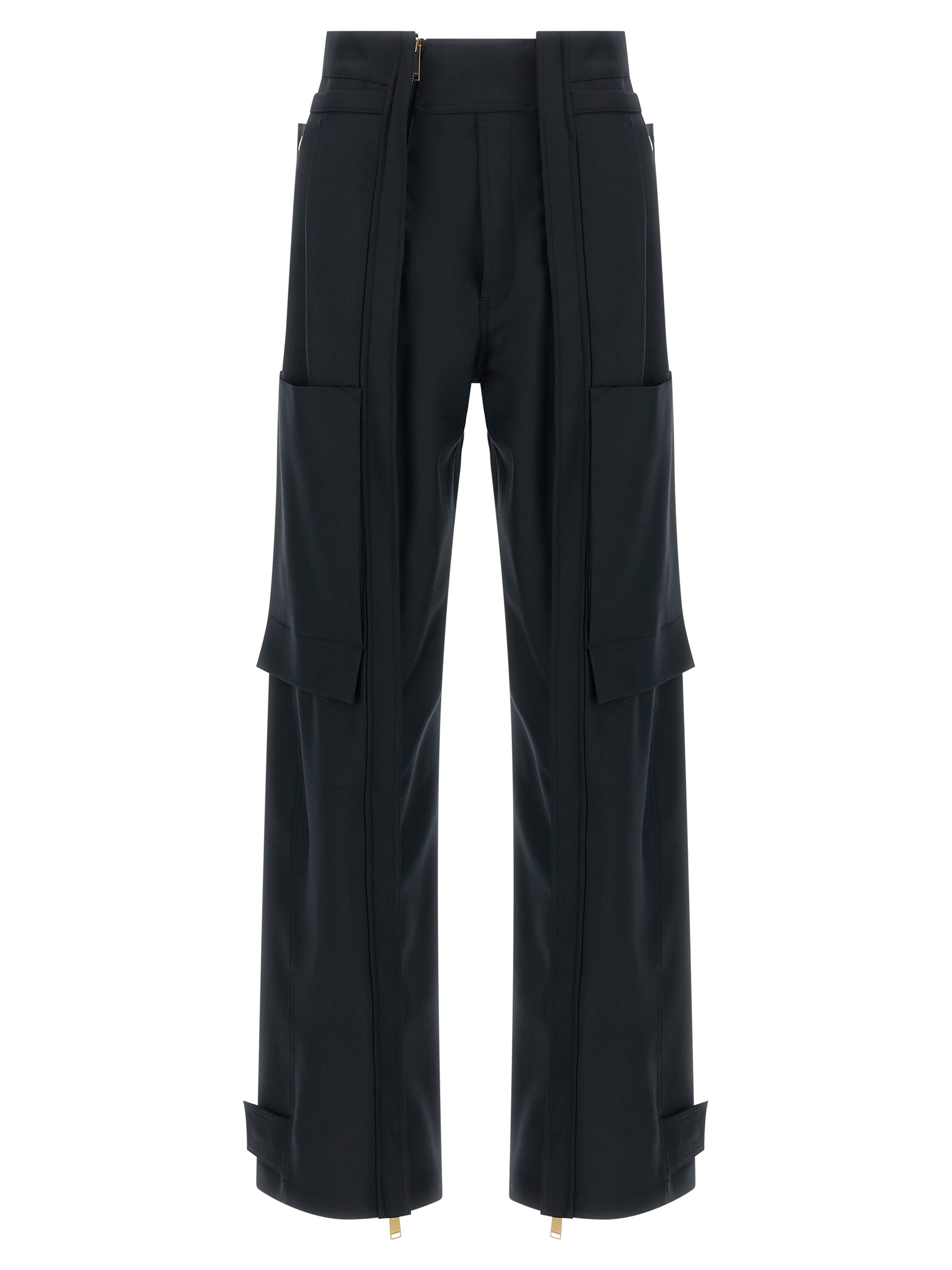 Blue Polyester Cargo Pants