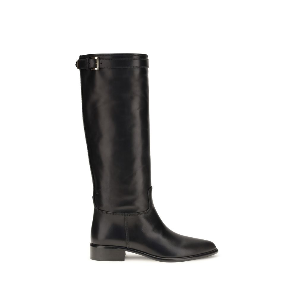 Black Calf Leather Bos Taurus Ankle Boots