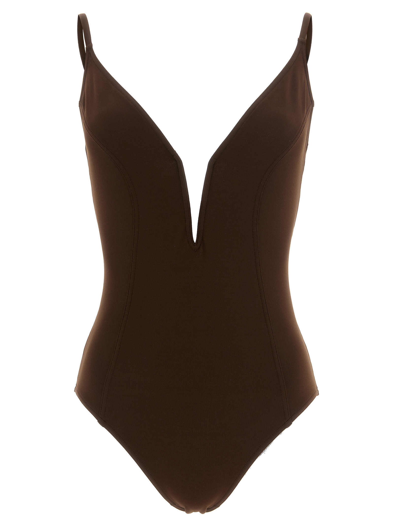 Brown Polyamide One-Piece Swimsuit